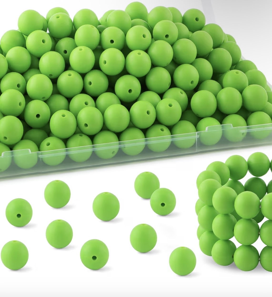 15mm Charteuse Silicone Beads