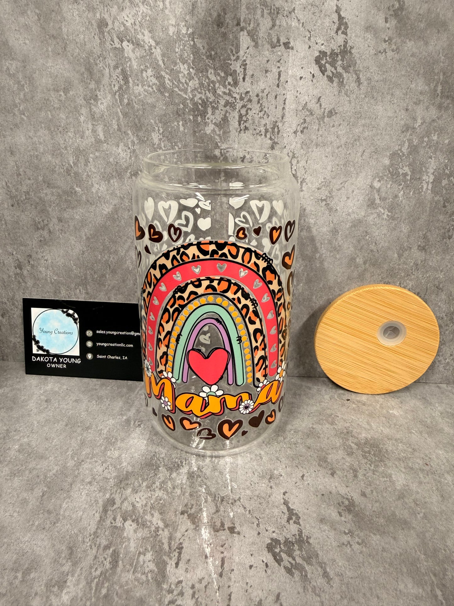 Mama Rainbow 16oz Glass Libby Cup