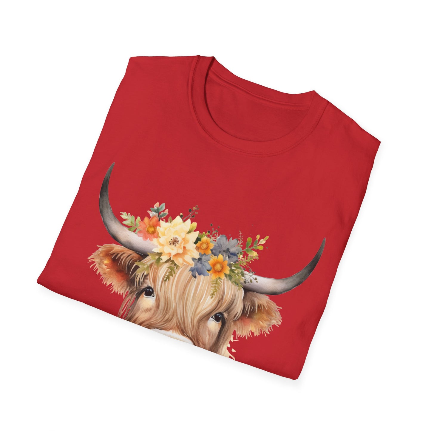 Floral Cow Unisex Softstyle T-Shirt