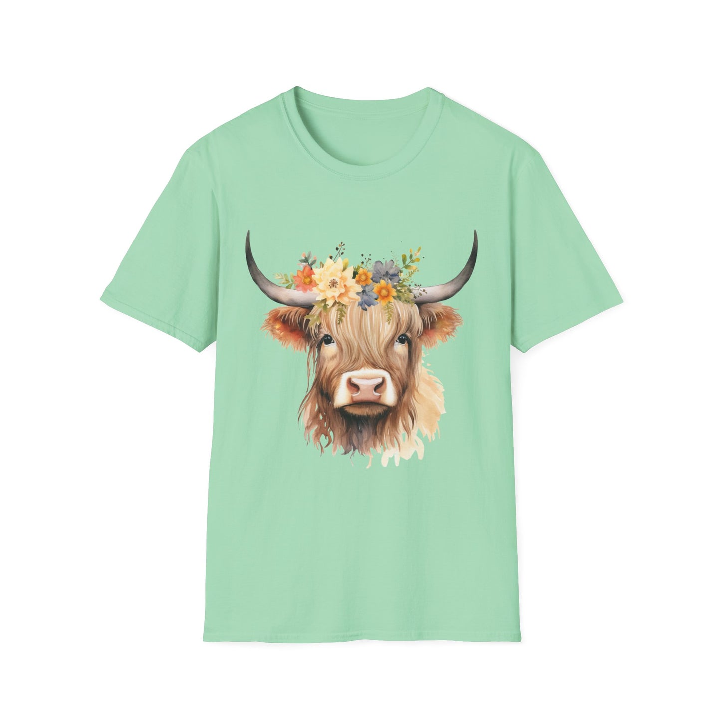 Floral Cow Unisex Softstyle T-Shirt