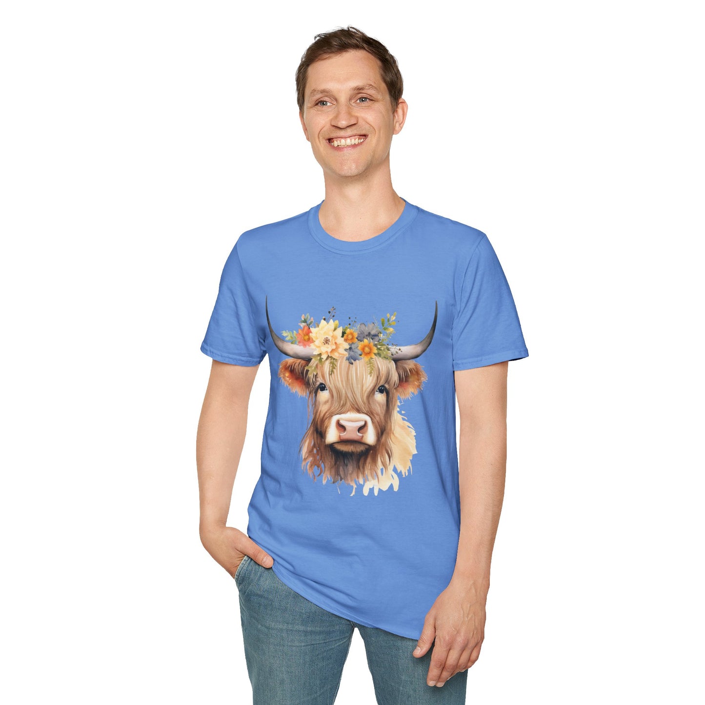 Floral Cow Unisex Softstyle T-Shirt