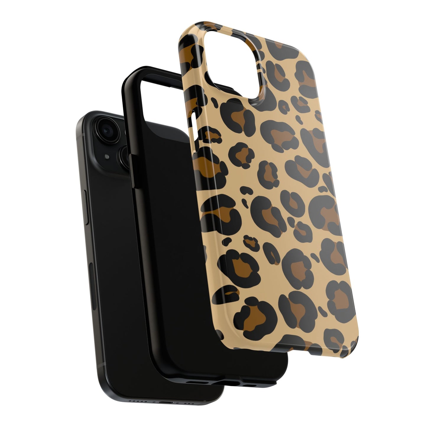 Chic Leopard Print Tough Phone Case - Durable Protection with Style