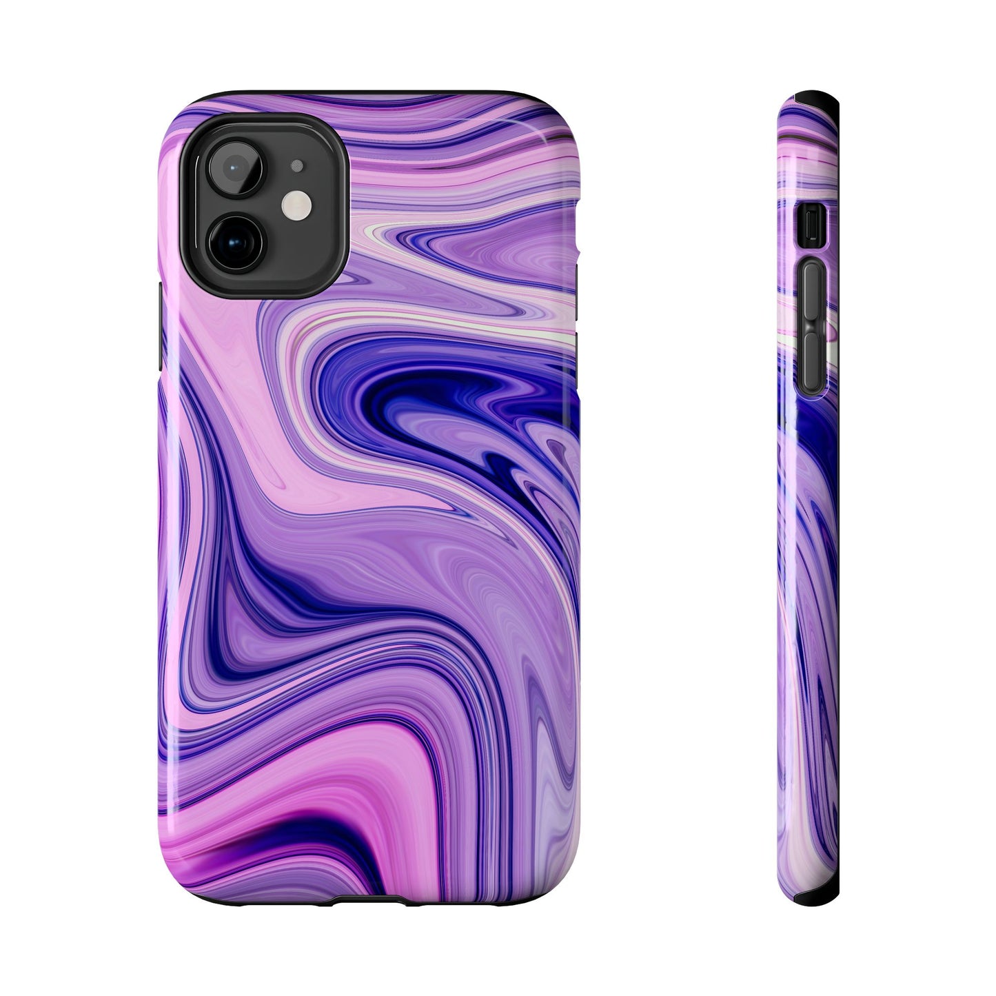 Marble Swirl Tough Phone Case - Artistic Purple and Pink Design