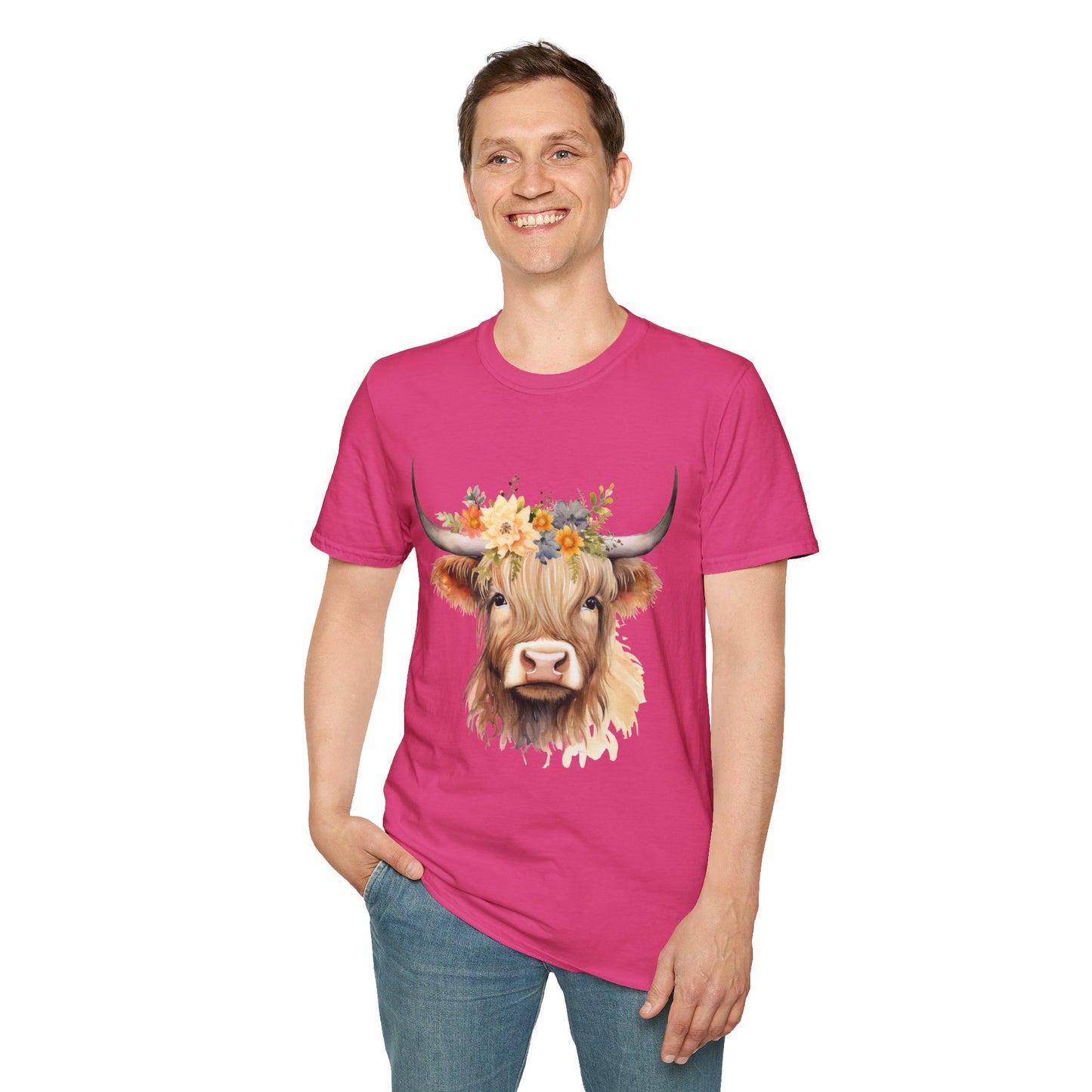 Floral Cow Unisex Softstyle T-Shirt