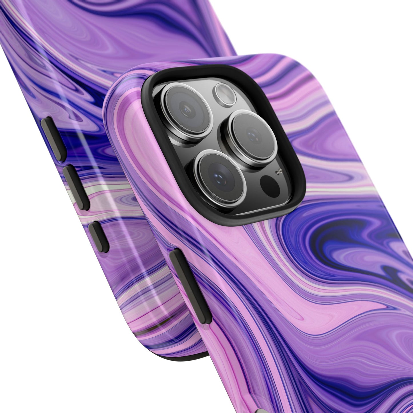 Marble Swirl Tough Phone Case - Artistic Purple and Pink Design