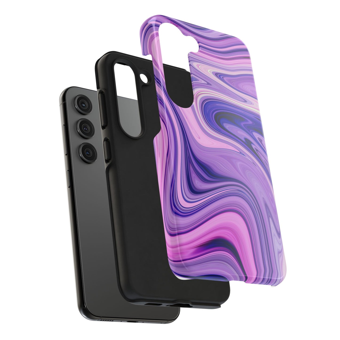 Marble Swirl Tough Phone Case - Artistic Purple and Pink Design