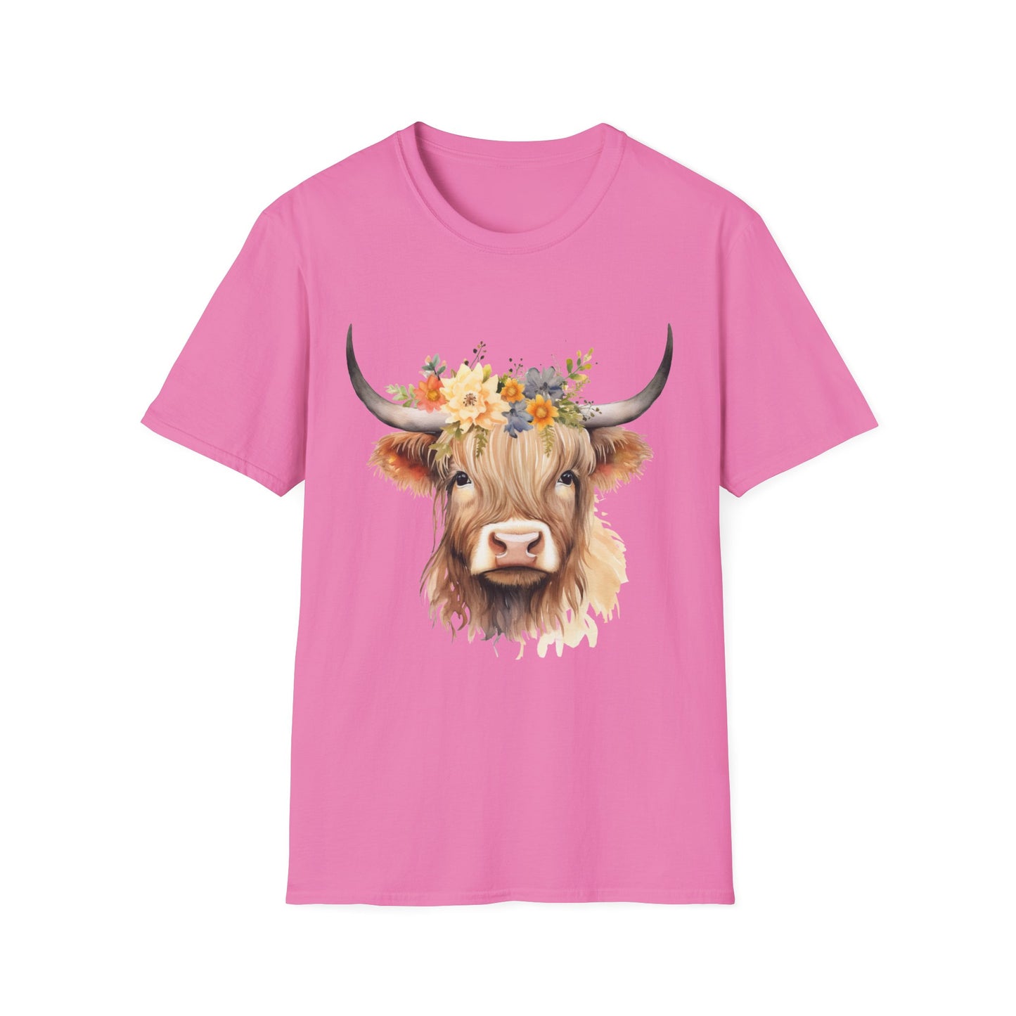 Floral Cow Unisex Softstyle T-Shirt