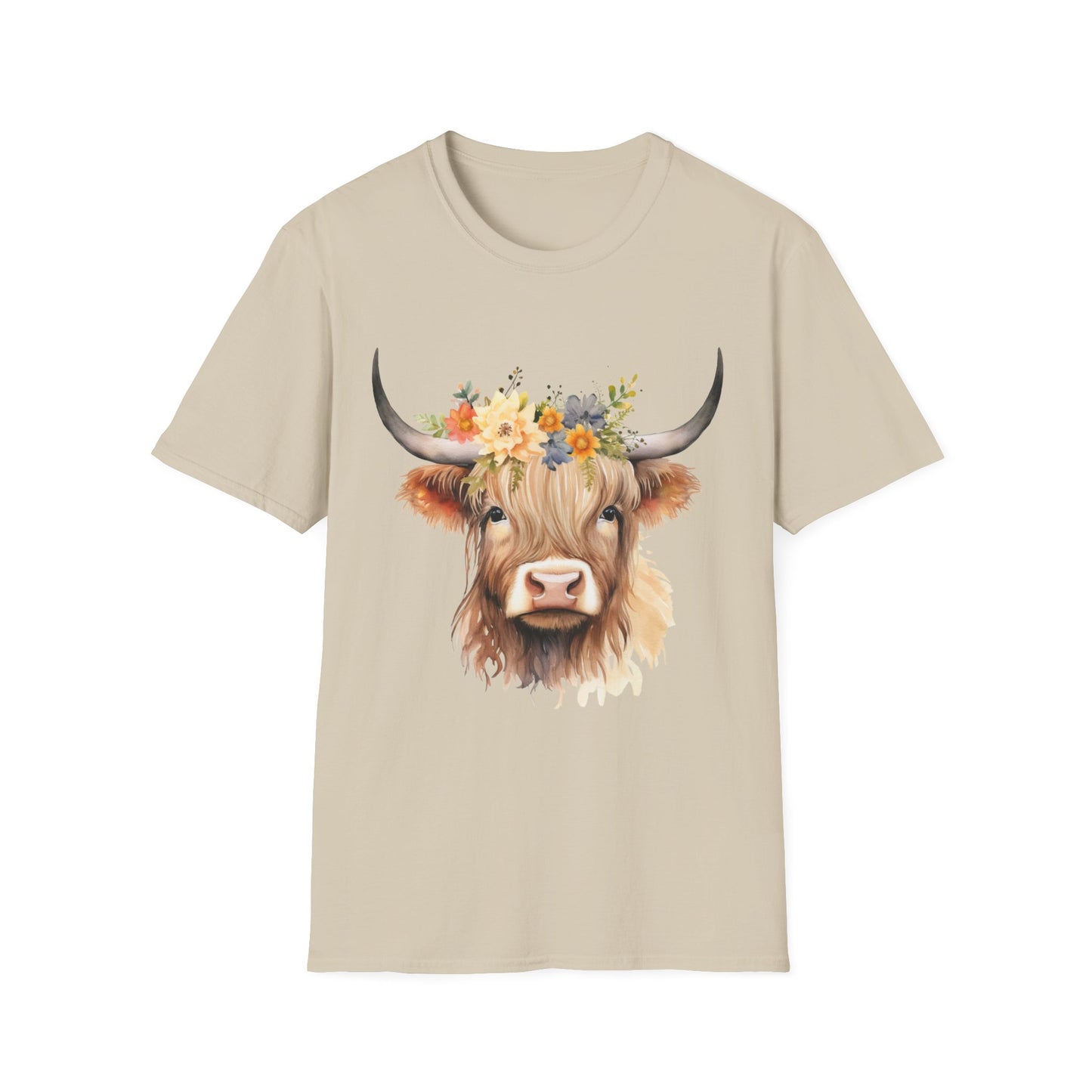 Floral Cow Unisex Softstyle T-Shirt