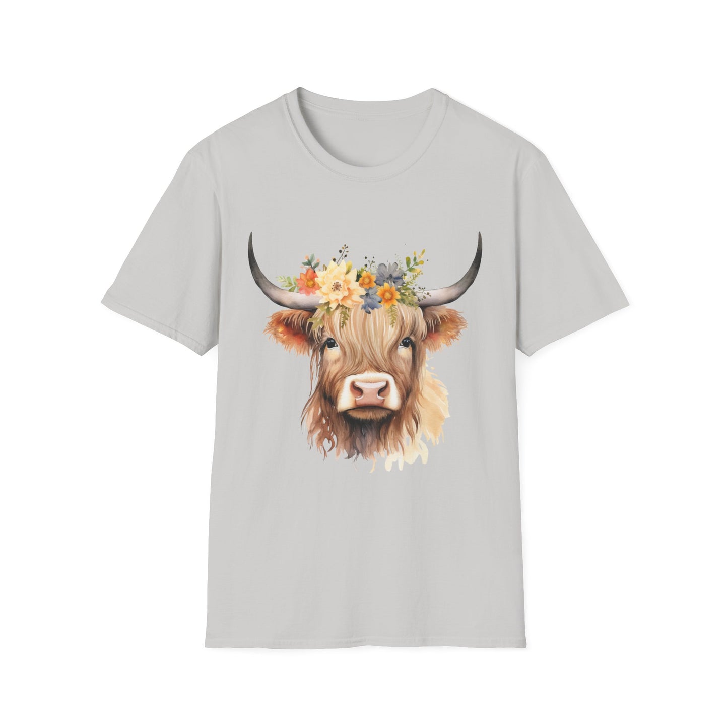 Floral Cow Unisex Softstyle T-Shirt