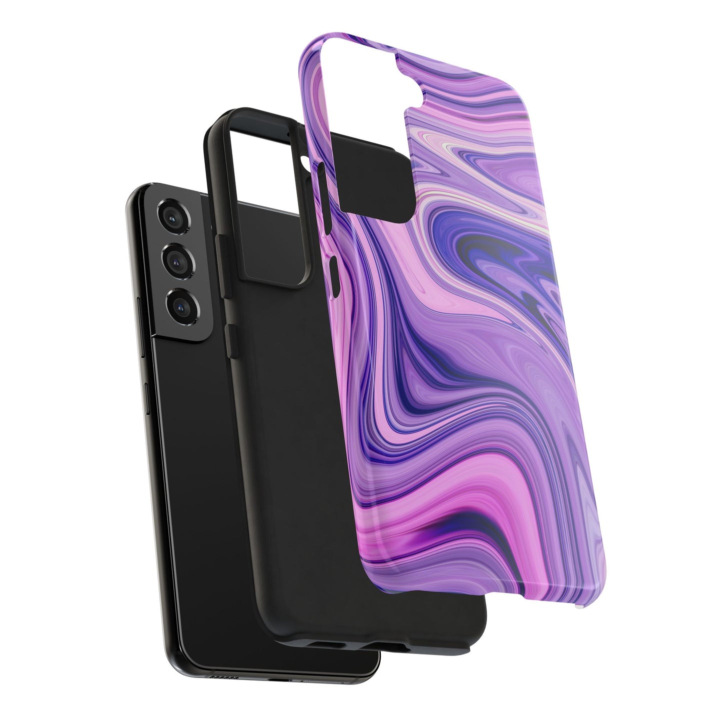 Marble Swirl Tough Phone Case - Artistic Purple and Pink Design