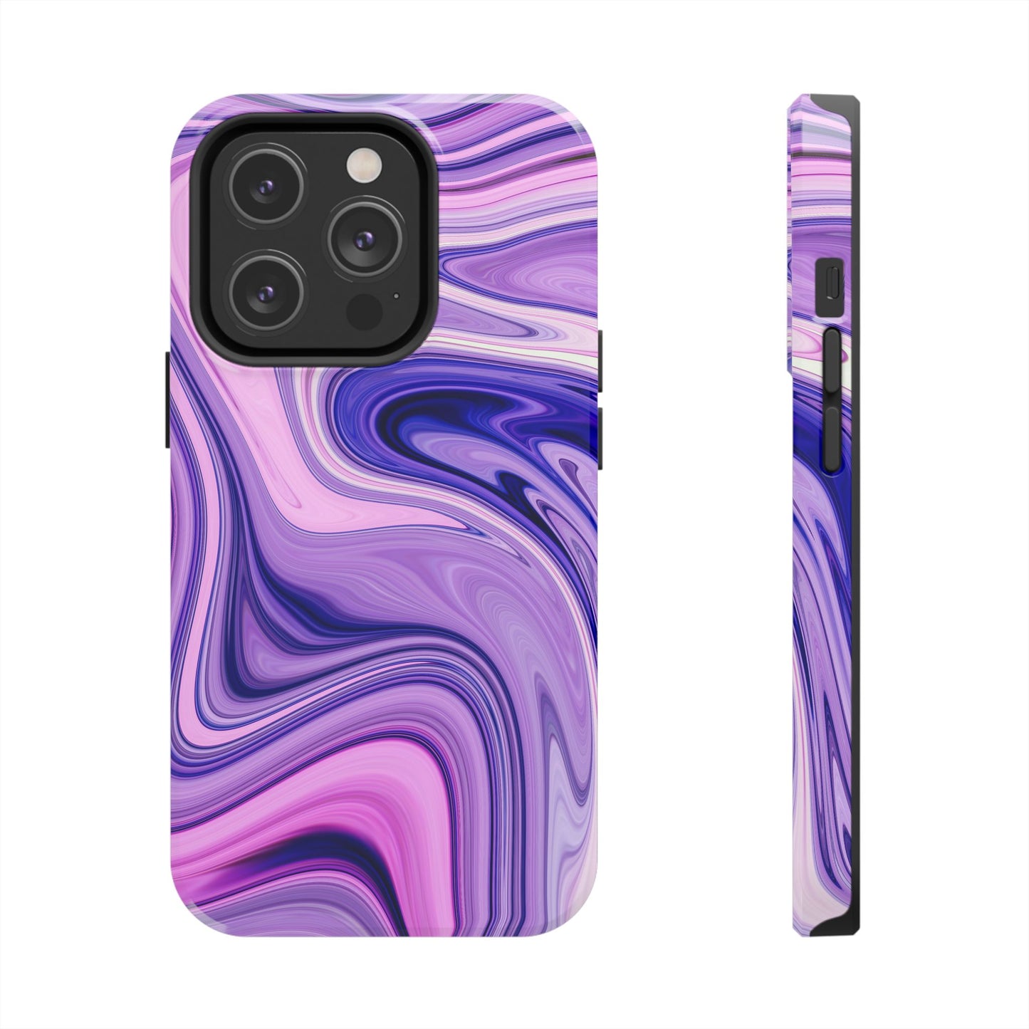 Marble Swirl Tough Phone Case - Artistic Purple and Pink Design