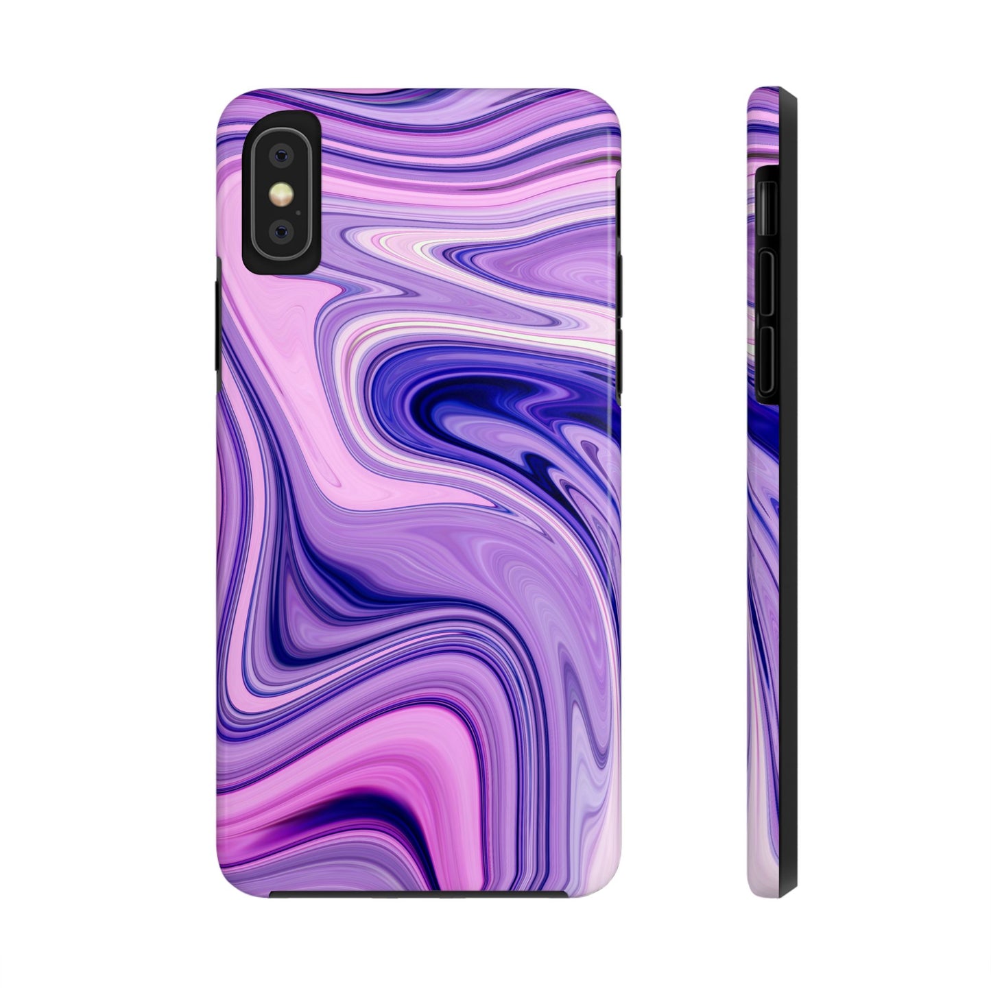 Marble Swirl Tough Phone Case - Artistic Purple and Pink Design