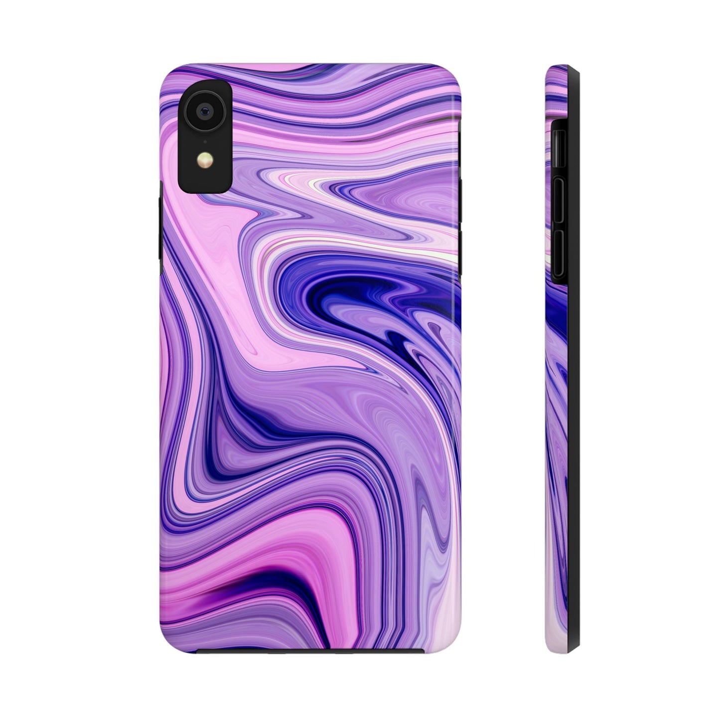 Marble Swirl Tough Phone Case - Artistic Purple and Pink Design