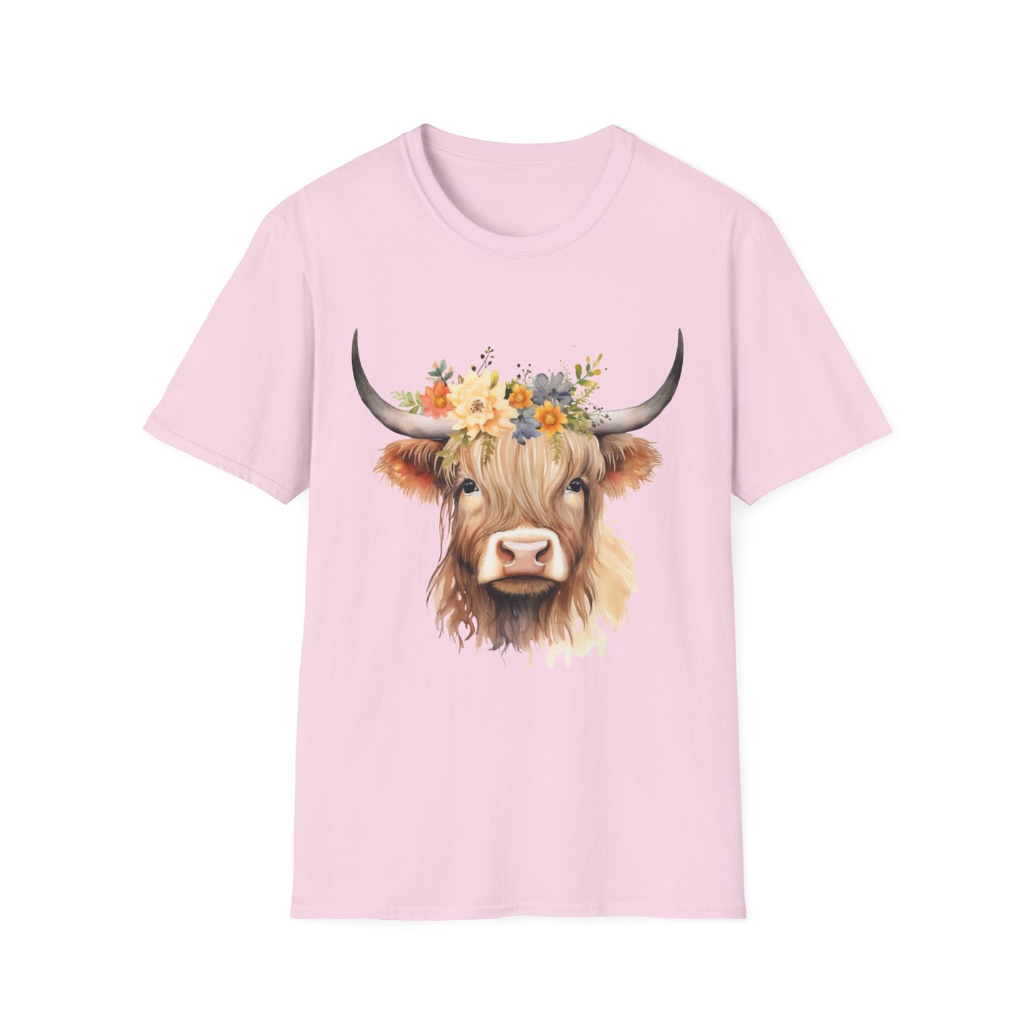 Floral Cow Unisex Softstyle T-Shirt