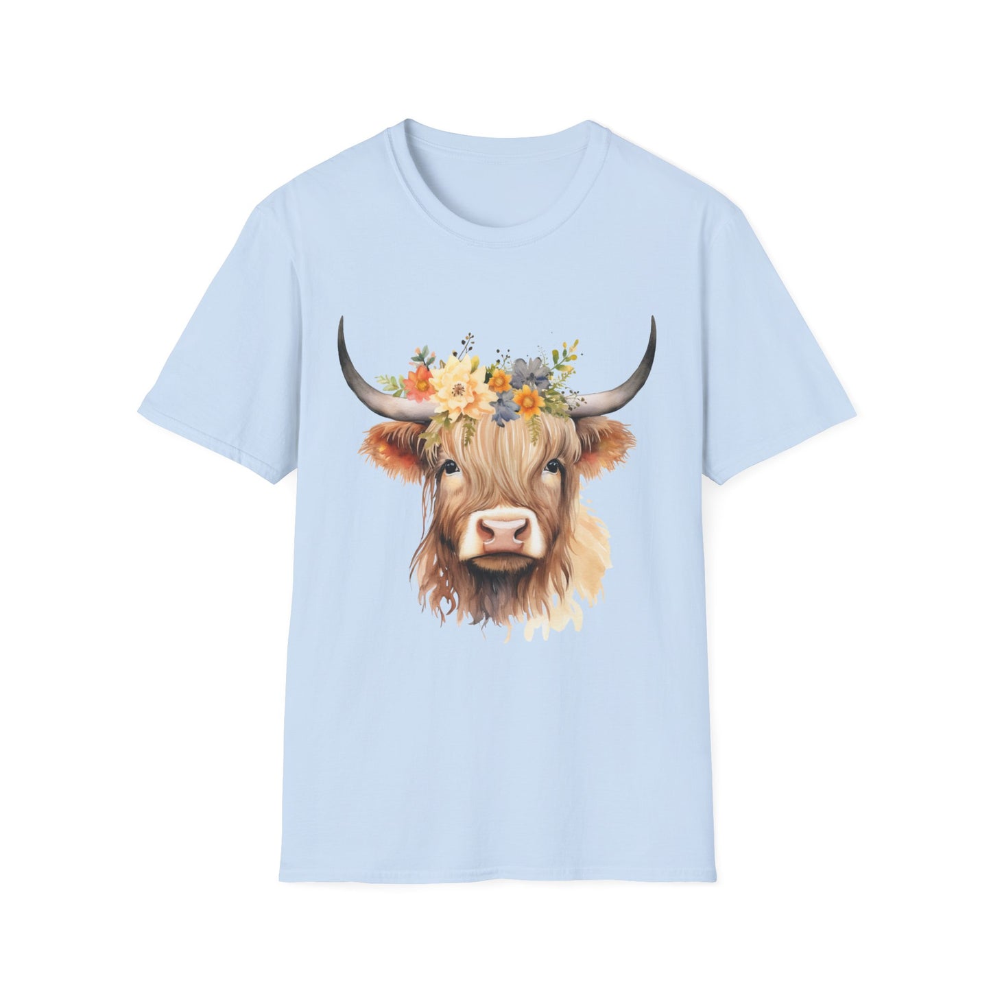 Floral Cow Unisex Softstyle T-Shirt