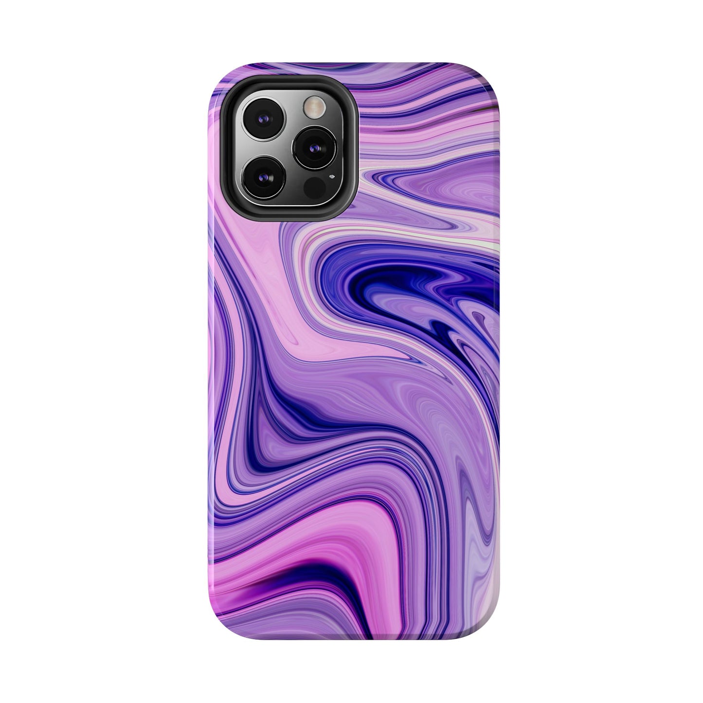 Marble Swirl Tough Phone Case - Artistic Purple and Pink Design