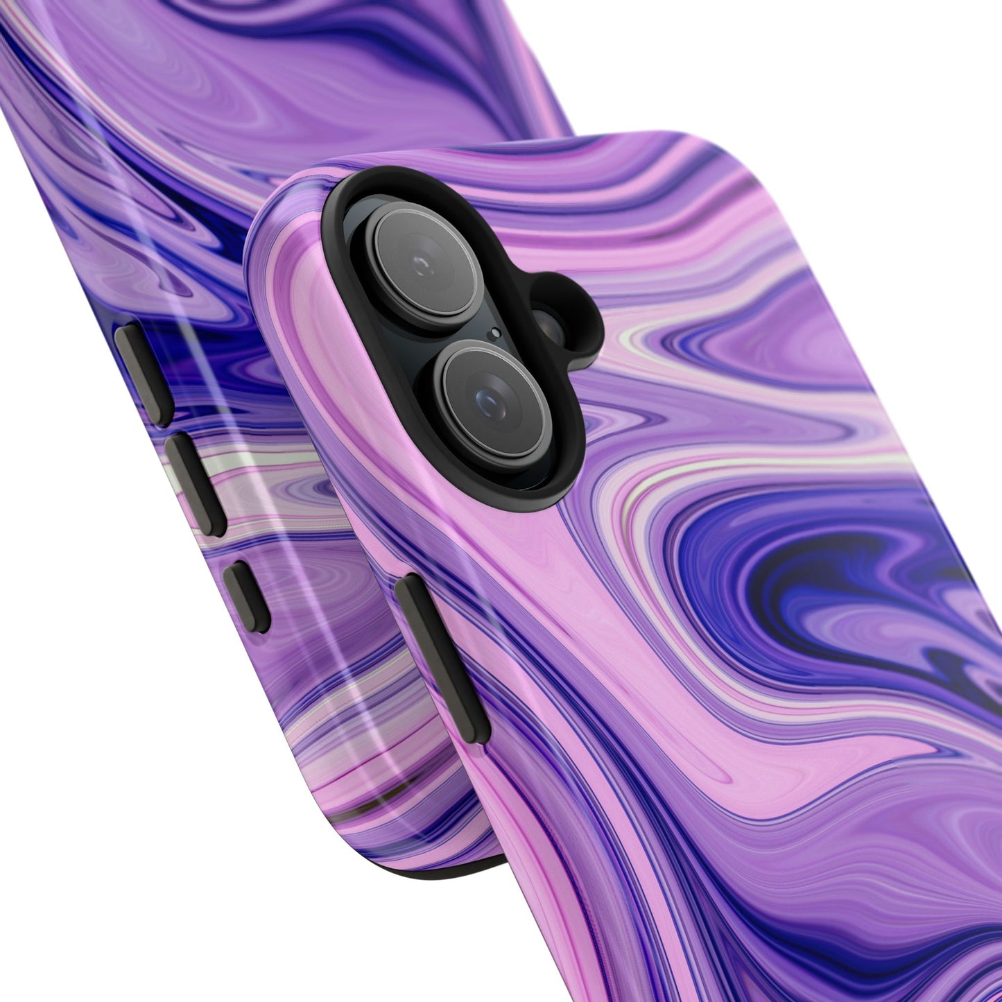 Marble Swirl Tough Phone Case - Artistic Purple and Pink Design