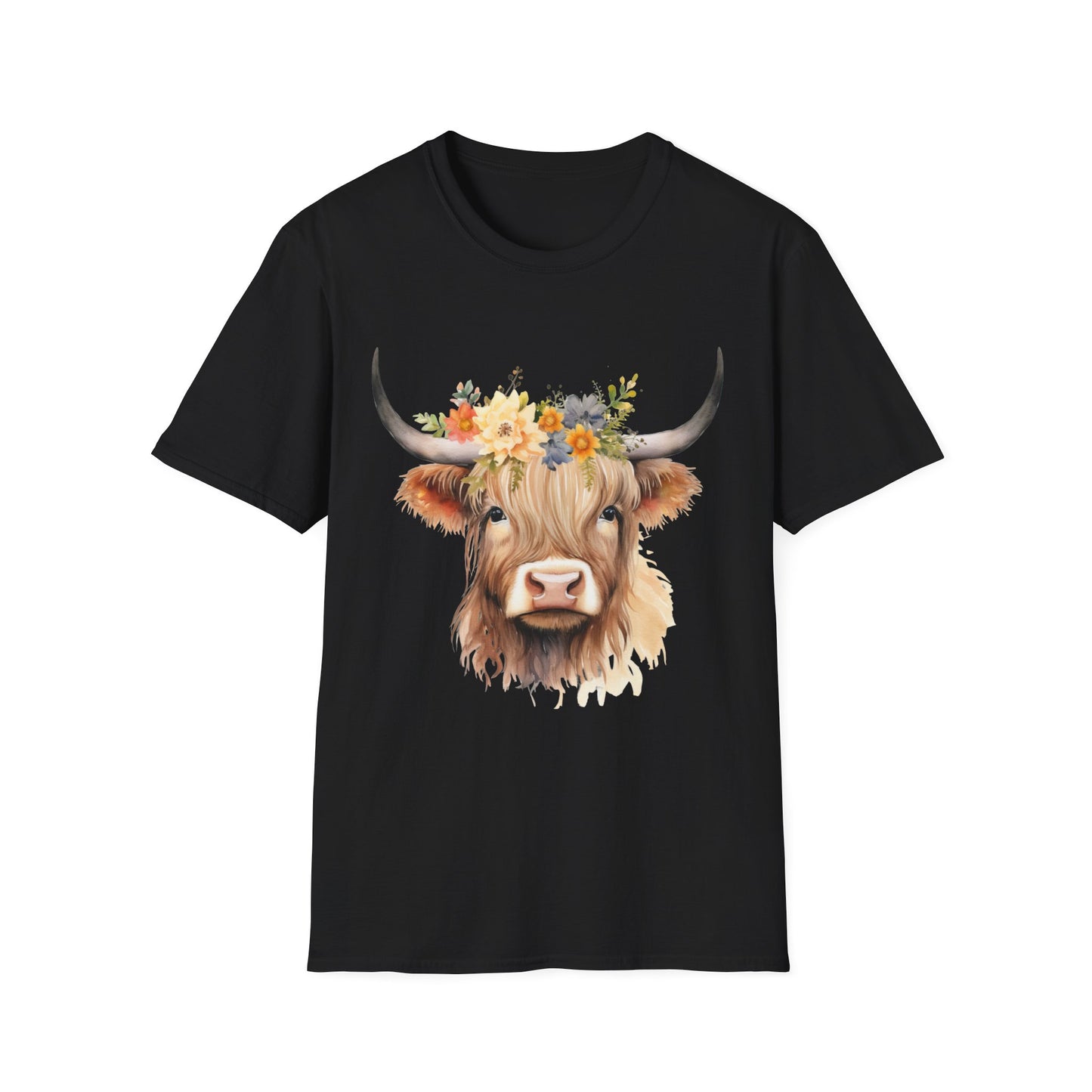 Floral Cow Unisex Softstyle T-Shirt