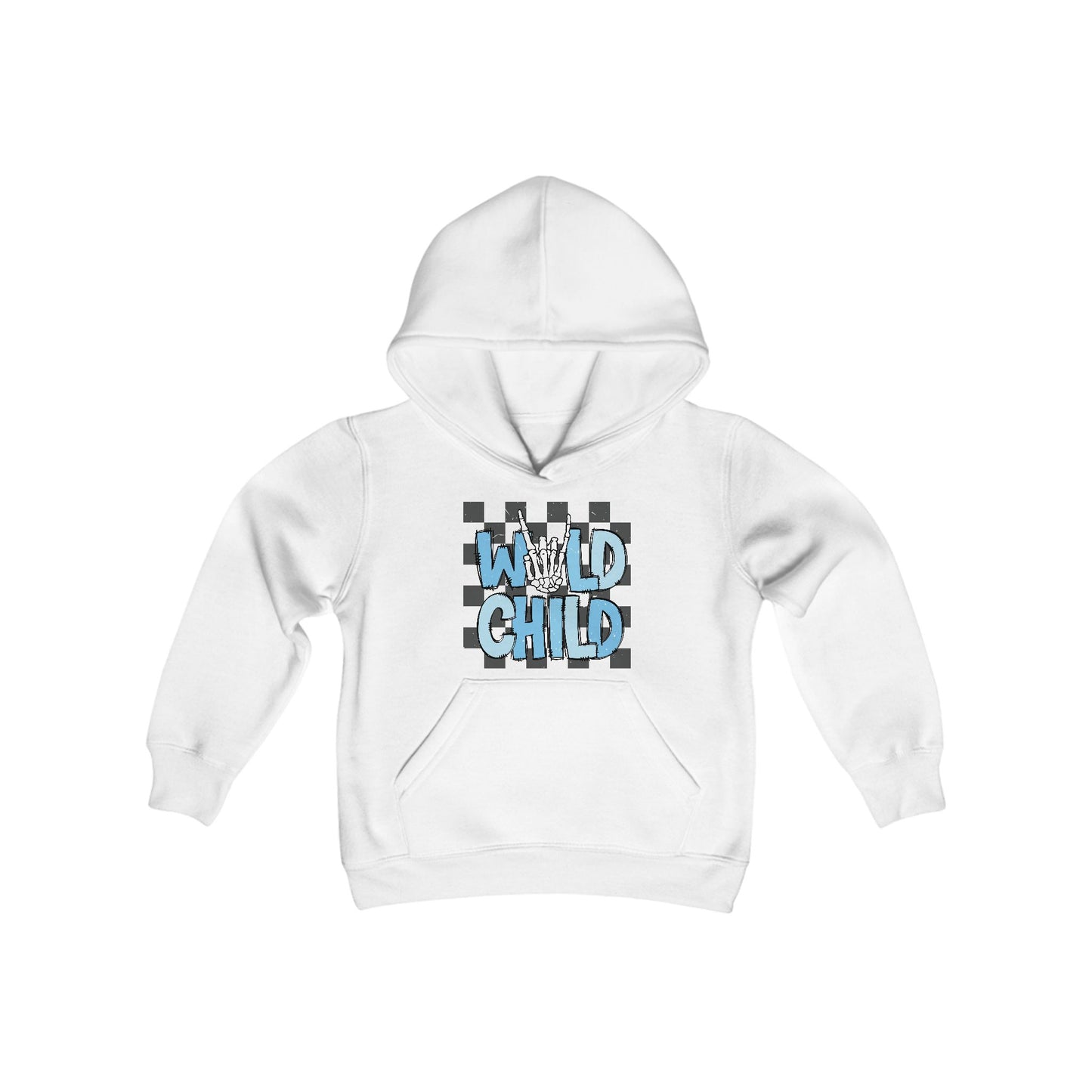 Youth Wild Child Hooded Sweatshirt - Cool Checkerboard Design for Fun Adventures