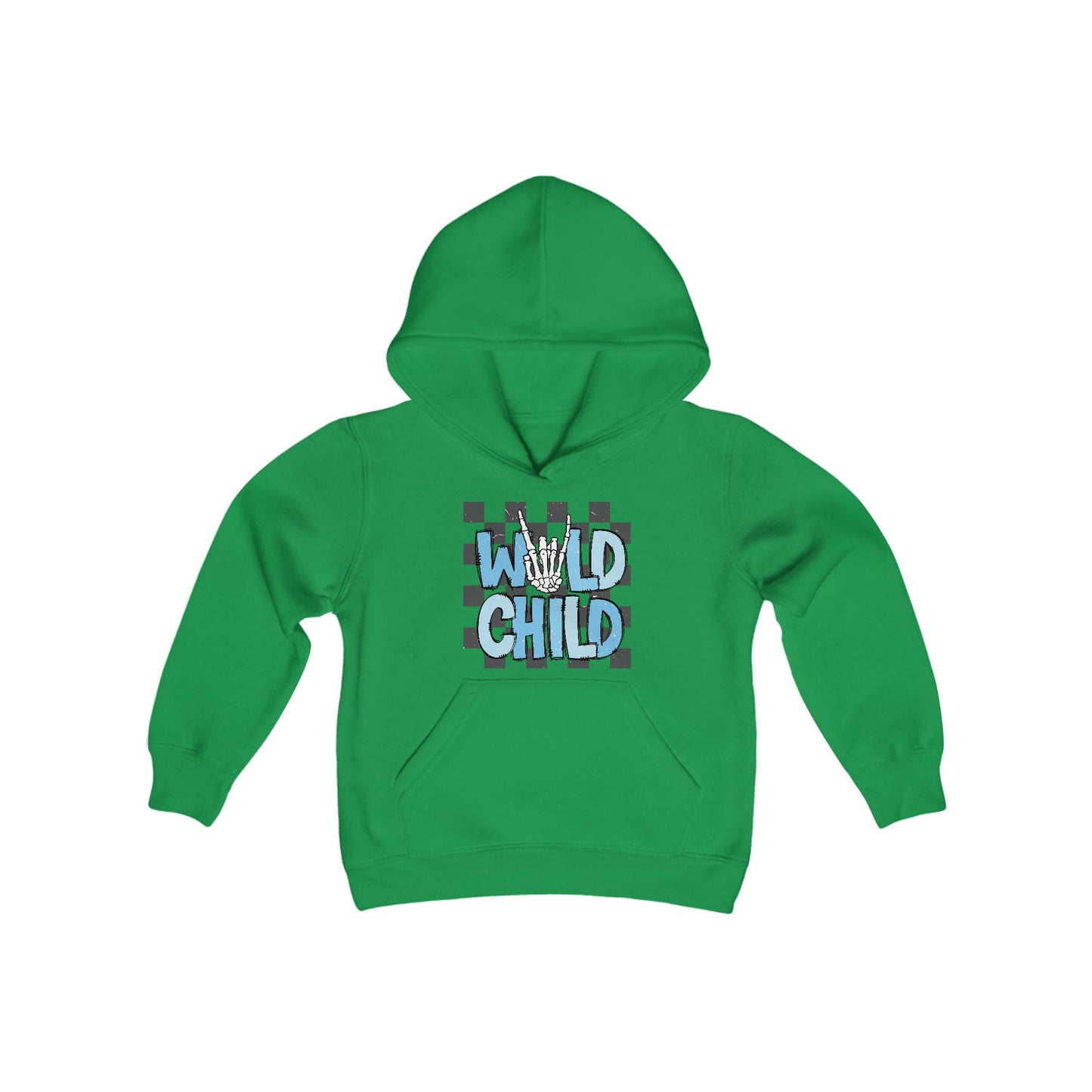 Youth Wild Child Hooded Sweatshirt - Cool Checkerboard Design for Fun Adventures