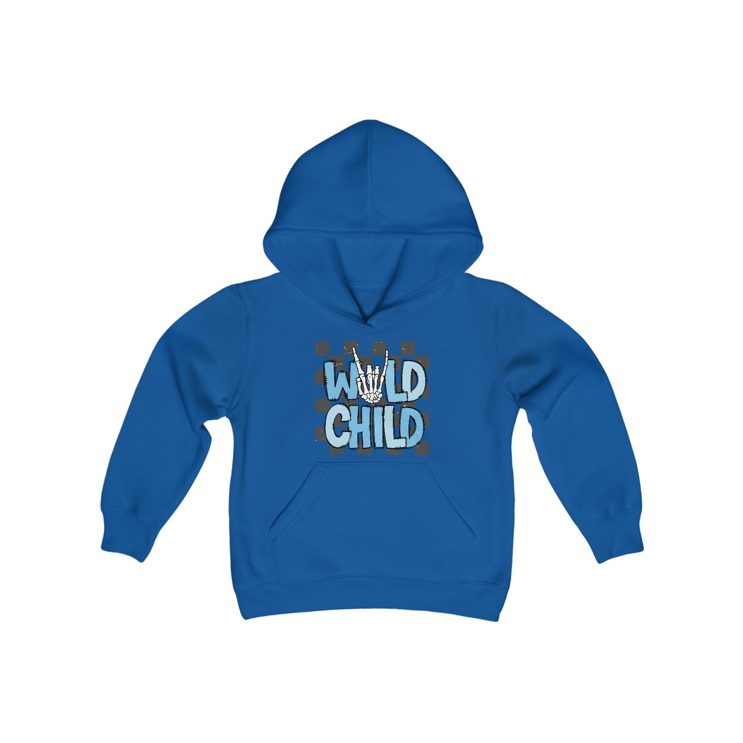 Youth Wild Child Hooded Sweatshirt - Cool Checkerboard Design for Fun Adventures