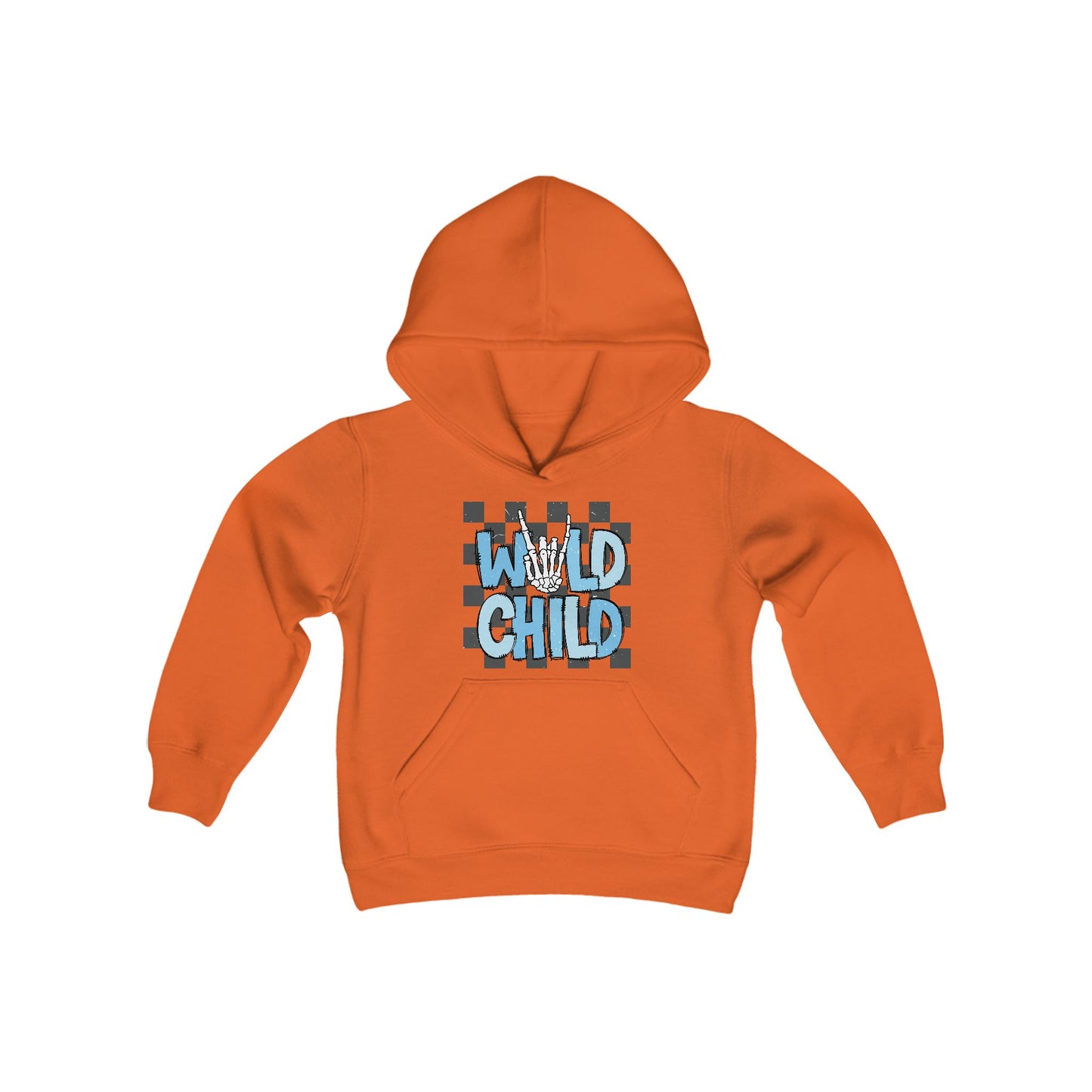 Youth Wild Child Hooded Sweatshirt - Cool Checkerboard Design for Fun Adventures