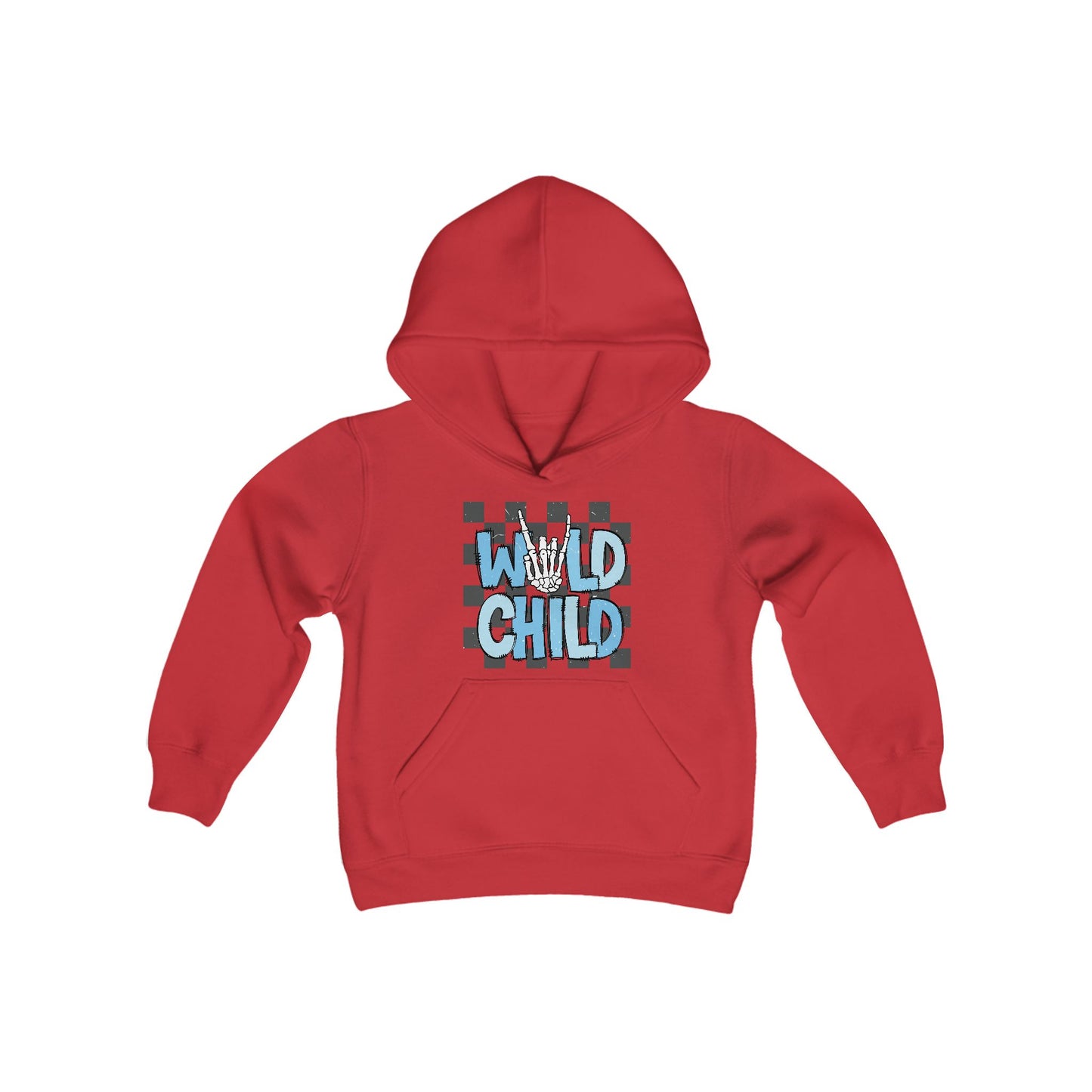 Youth Wild Child Hooded Sweatshirt - Cool Checkerboard Design for Fun Adventures