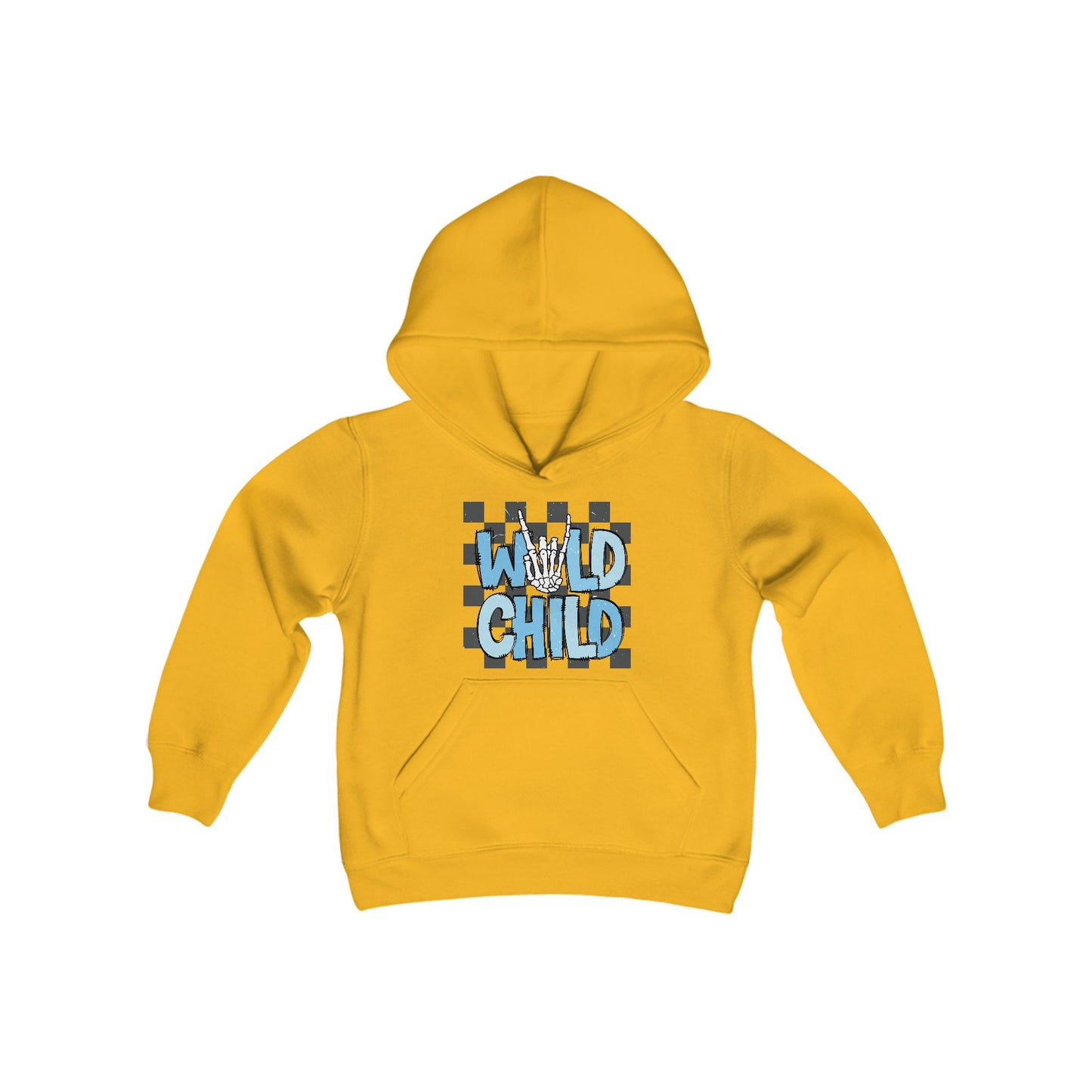 Youth Wild Child Hooded Sweatshirt - Cool Checkerboard Design for Fun Adventures