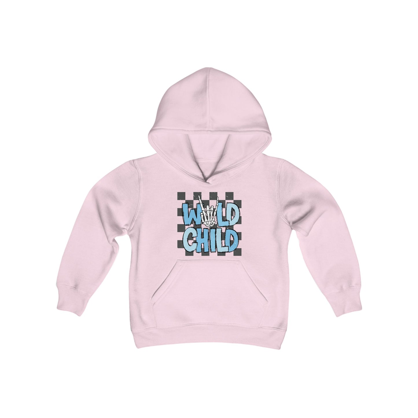 Youth Wild Child Hooded Sweatshirt - Cool Checkerboard Design for Fun Adventures