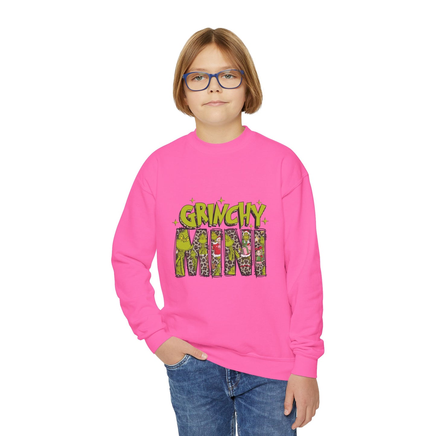 Grinchy Mini Youth Crewneck Sweatshirt - Cozy Holiday Style for Kids