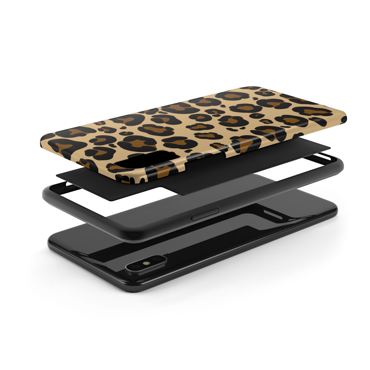 Chic Leopard Print Tough Phone Case - Durable Protection with Style