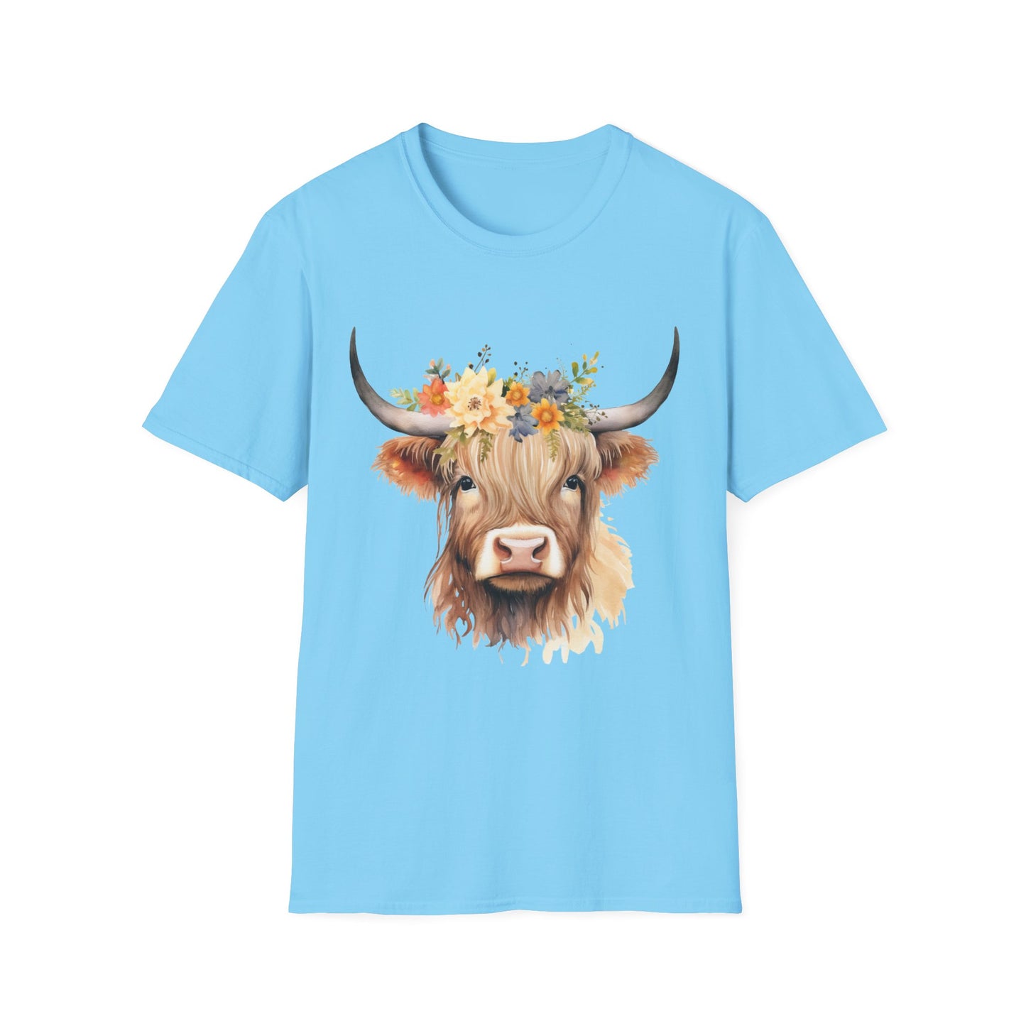 Floral Cow Unisex Softstyle T-Shirt