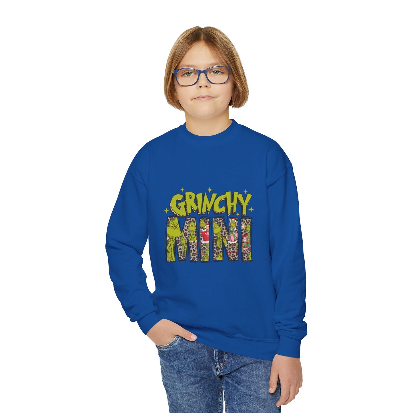 Grinchy Mini Youth Crewneck Sweatshirt - Cozy Holiday Style for Kids