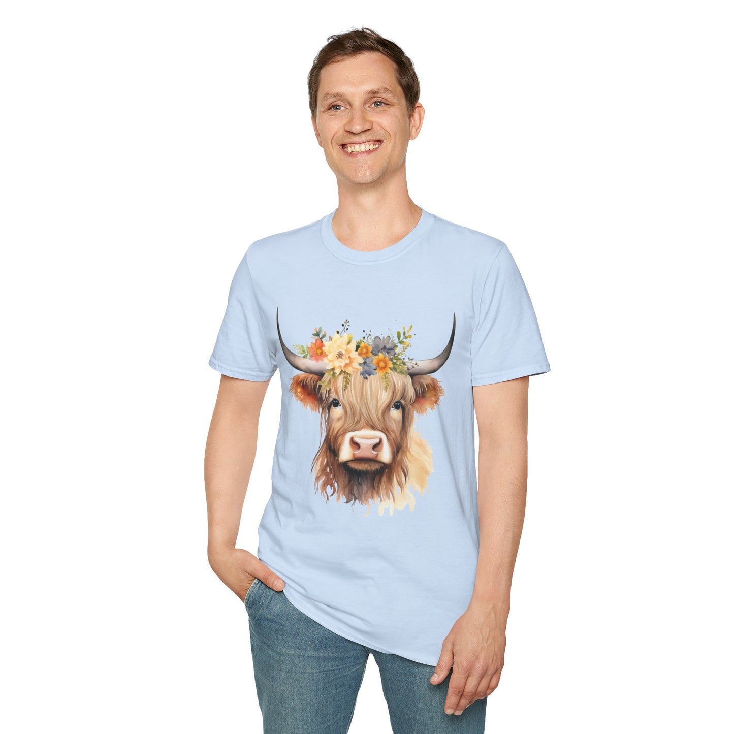 Floral Cow Unisex Softstyle T-Shirt