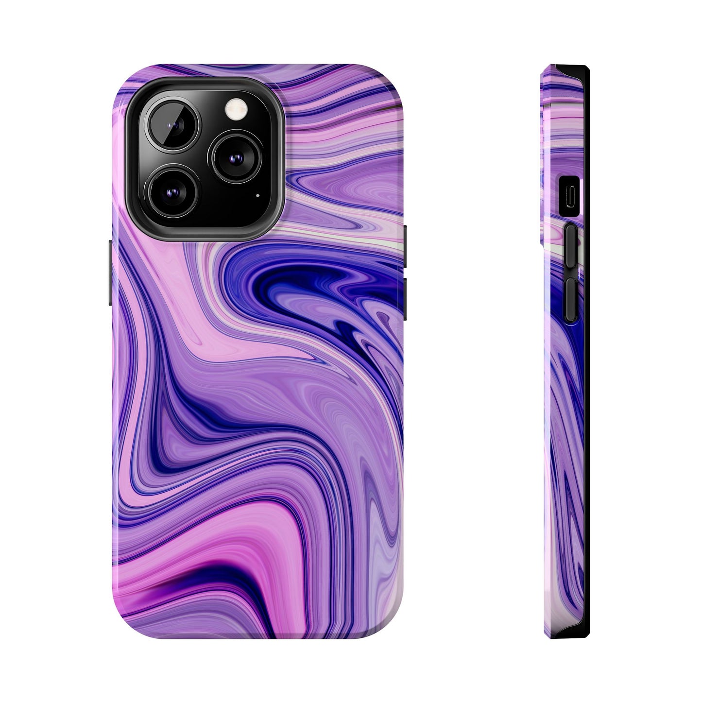 Marble Swirl Tough Phone Case - Artistic Purple and Pink Design