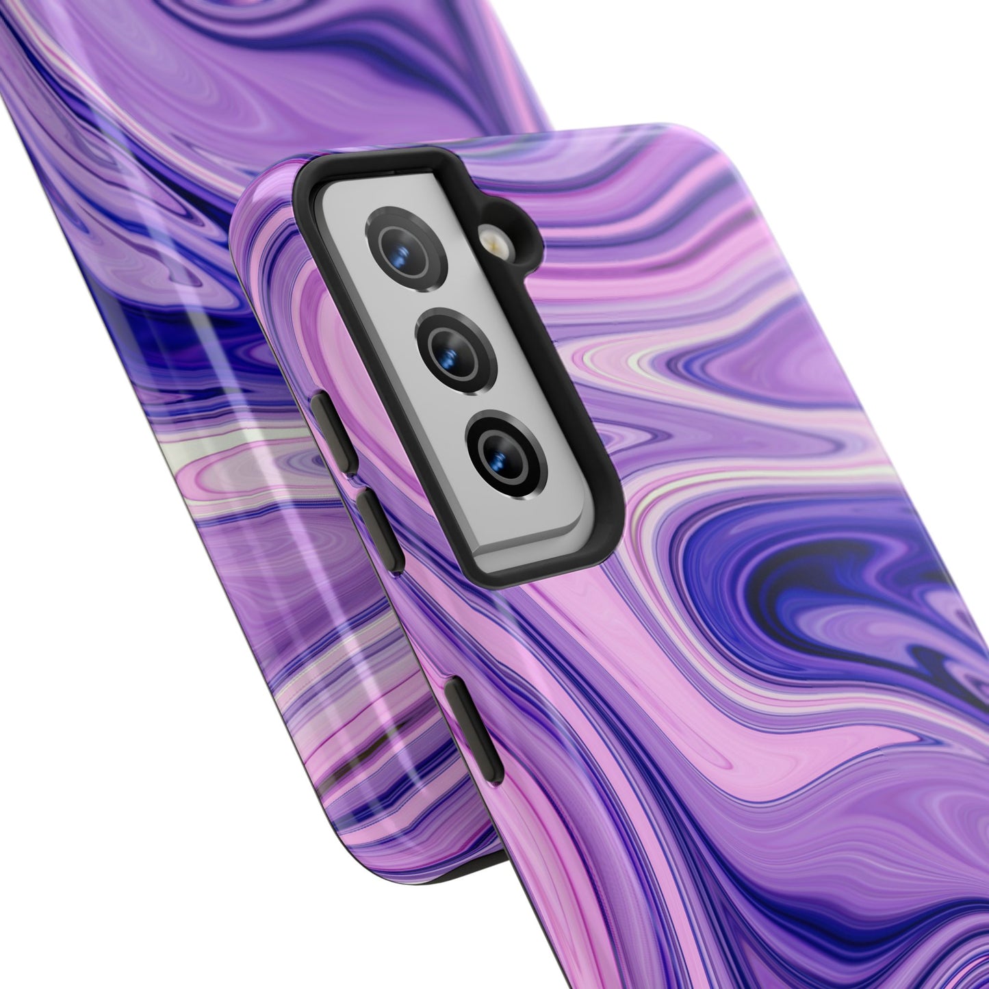 Marble Swirl Tough Phone Case - Artistic Purple and Pink Design