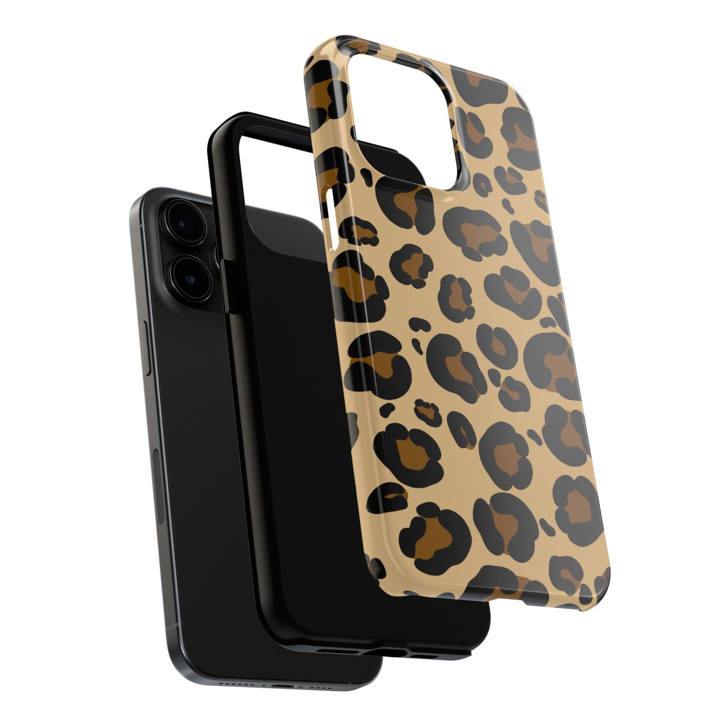 Chic Leopard Print Tough Phone Case - Durable Protection with Style