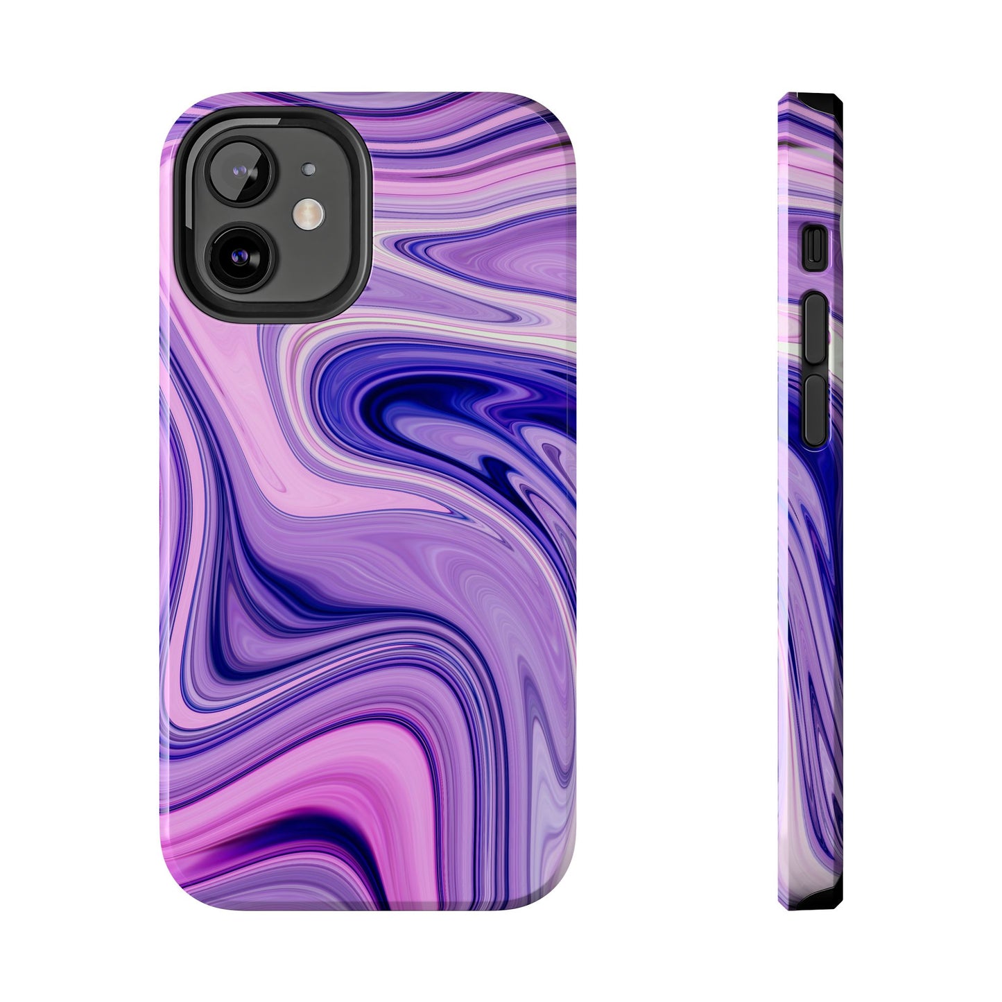 Marble Swirl Tough Phone Case - Artistic Purple and Pink Design