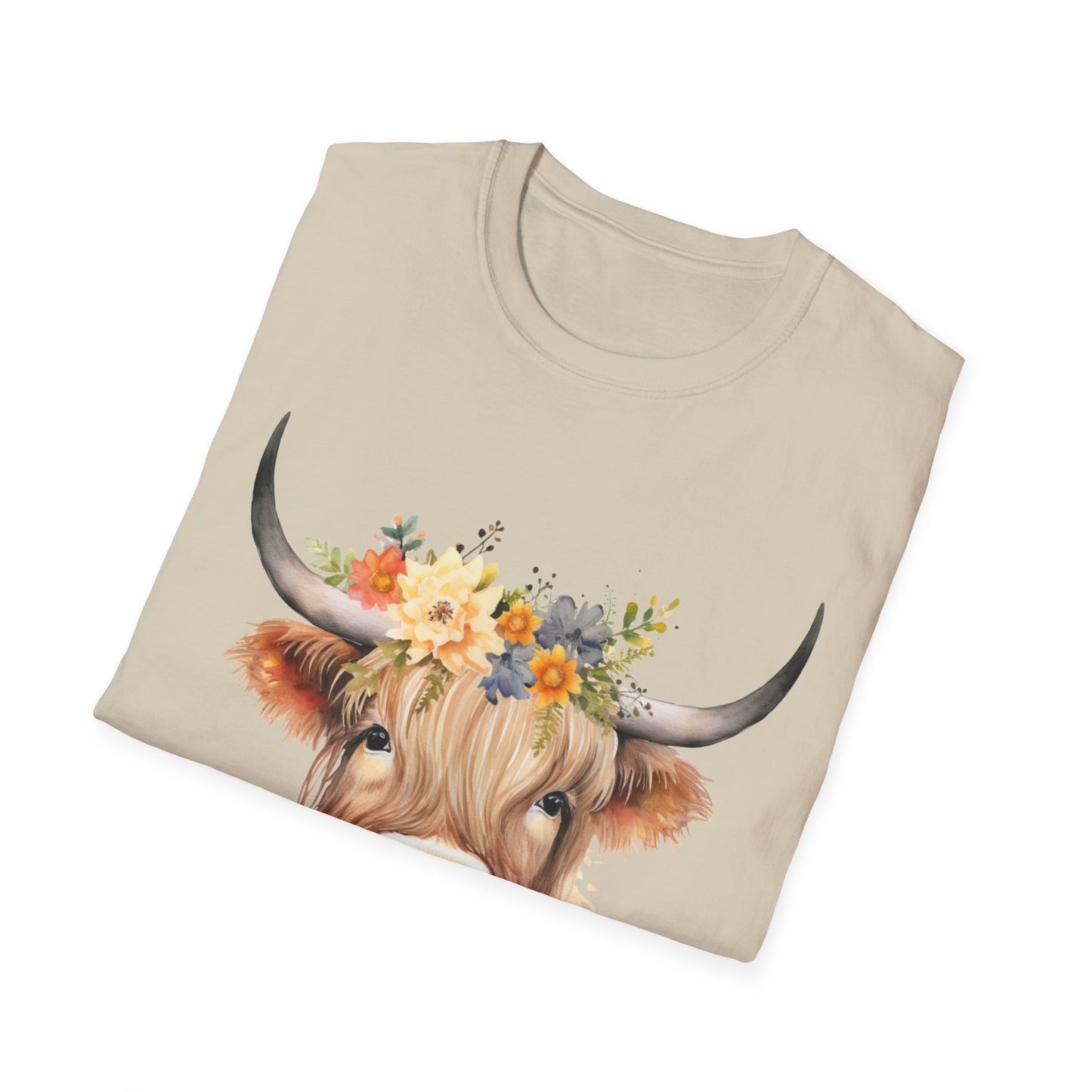 Floral Cow Unisex Softstyle T-Shirt