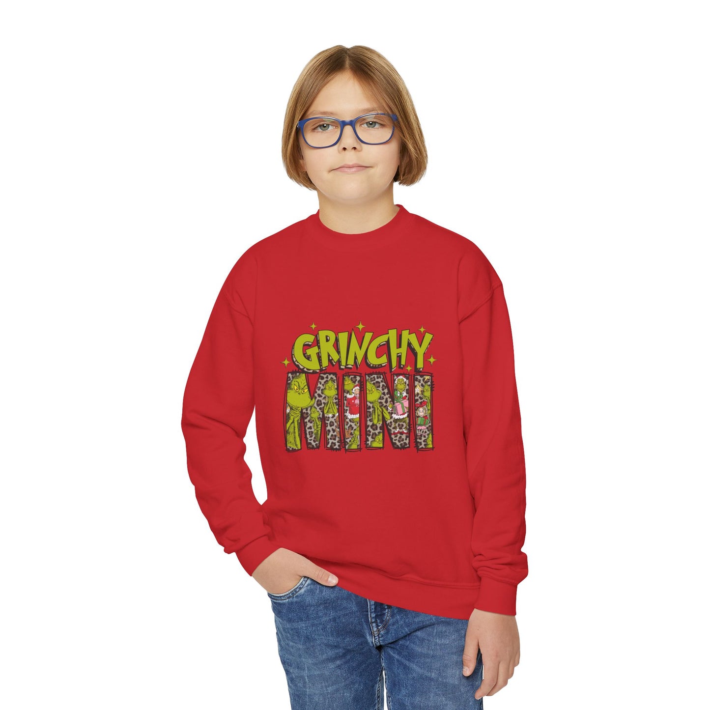 Grinchy Mini Youth Crewneck Sweatshirt - Cozy Holiday Style for Kids