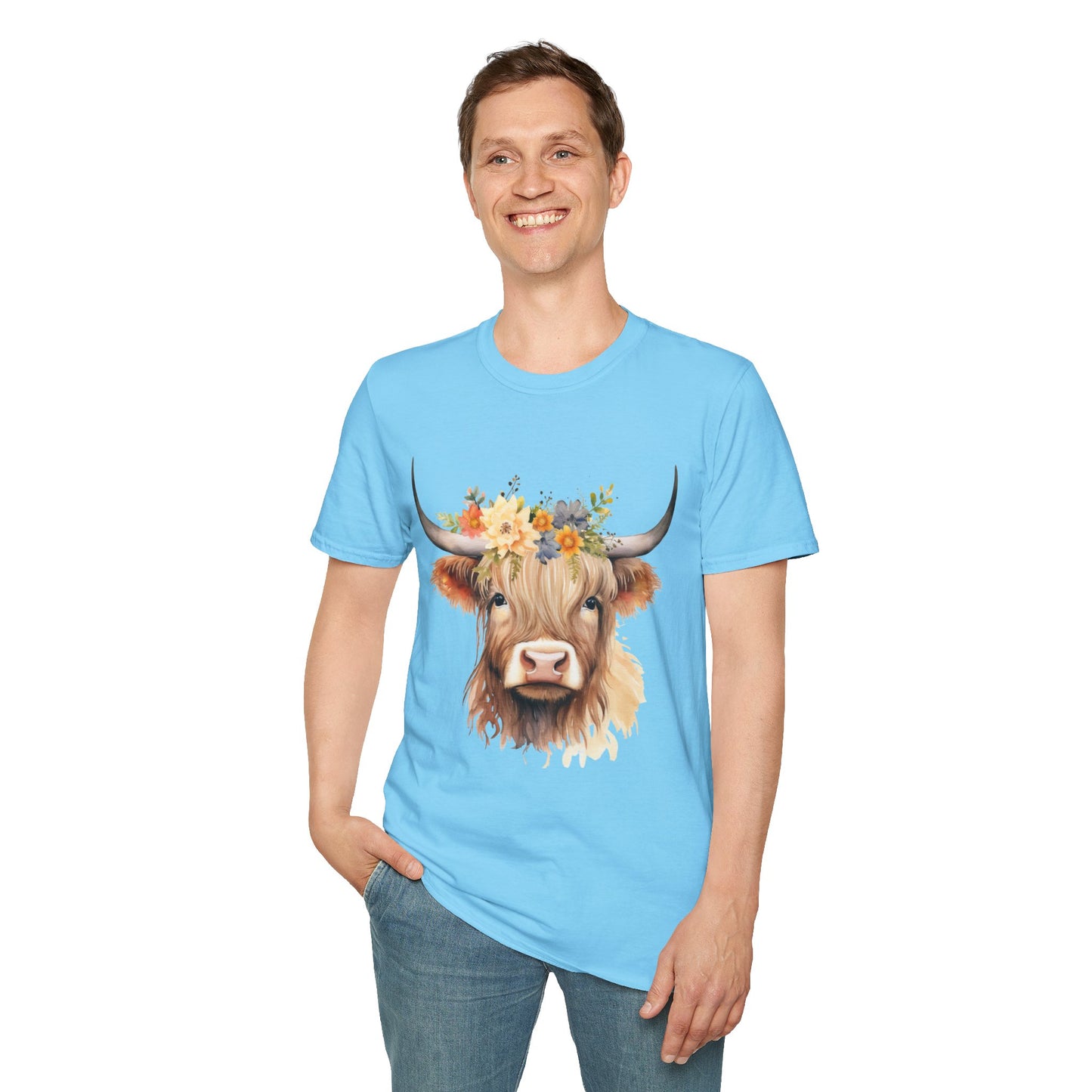 Floral Cow Unisex Softstyle T-Shirt