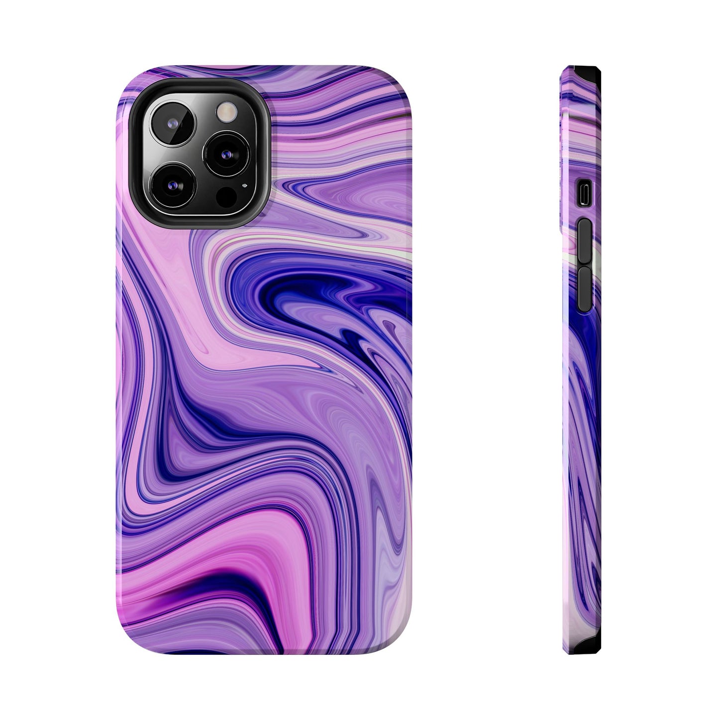 Marble Swirl Tough Phone Case - Artistic Purple and Pink Design