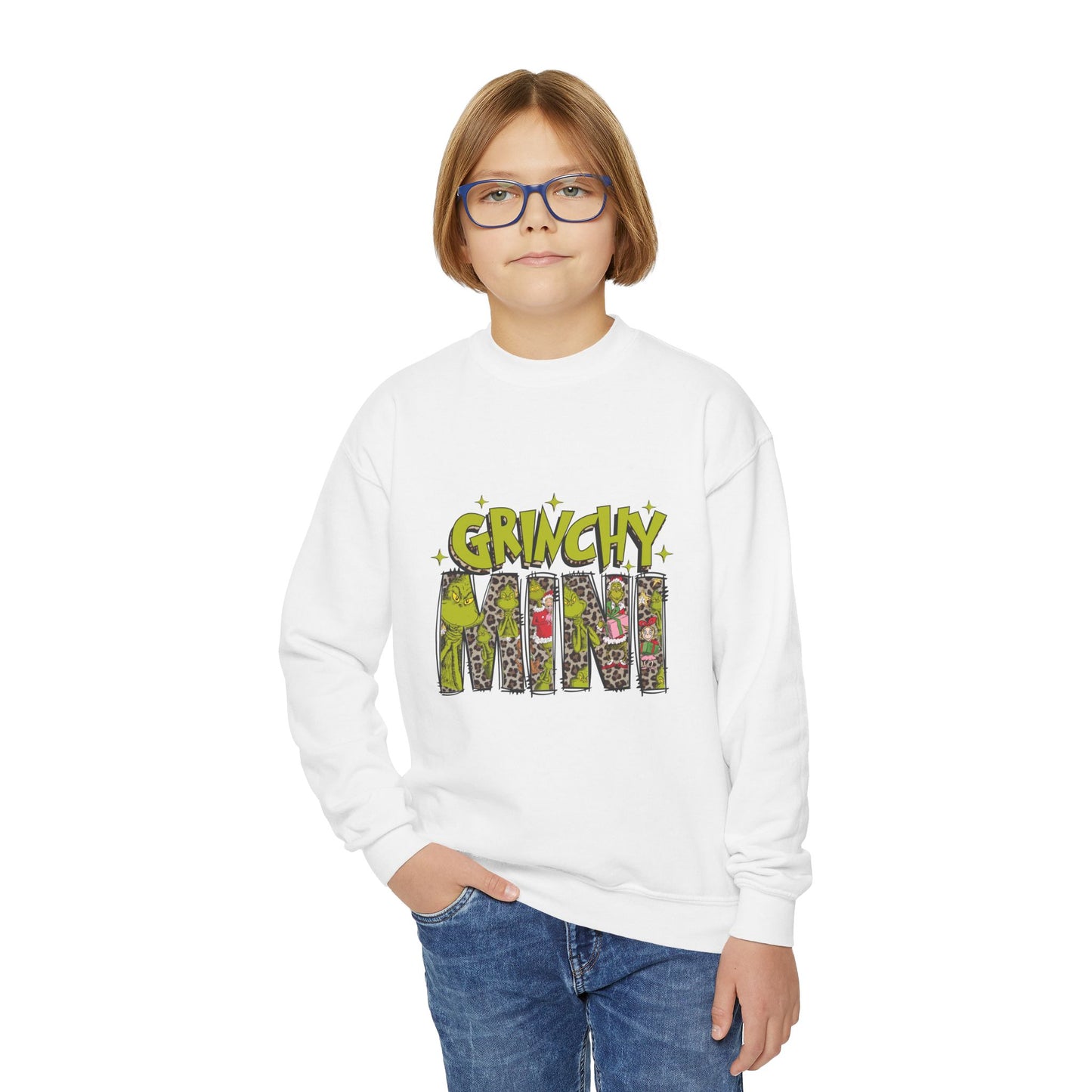 Grinchy Mini Youth Crewneck Sweatshirt - Cozy Holiday Style for Kids