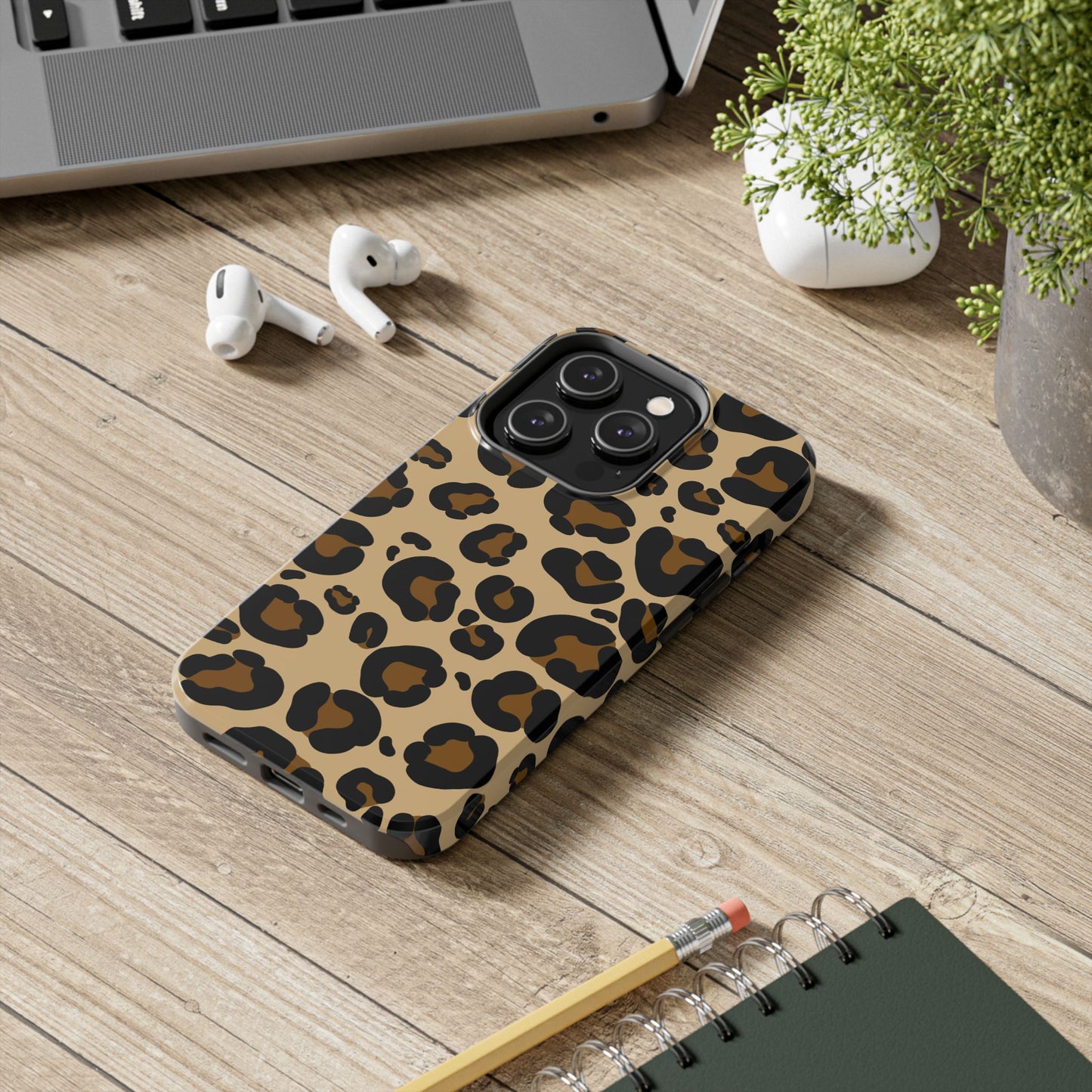 Chic Leopard Print Tough Phone Case - Durable Protection with Style