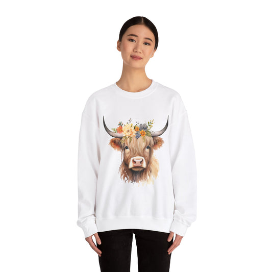 Floral Cow Crewneck Sweatshirt