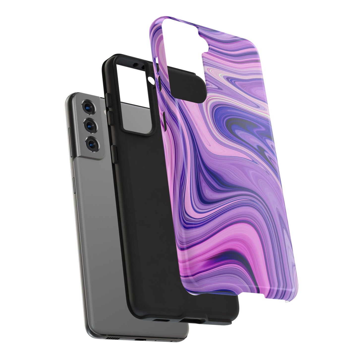 Marble Swirl Tough Phone Case - Artistic Purple and Pink Design