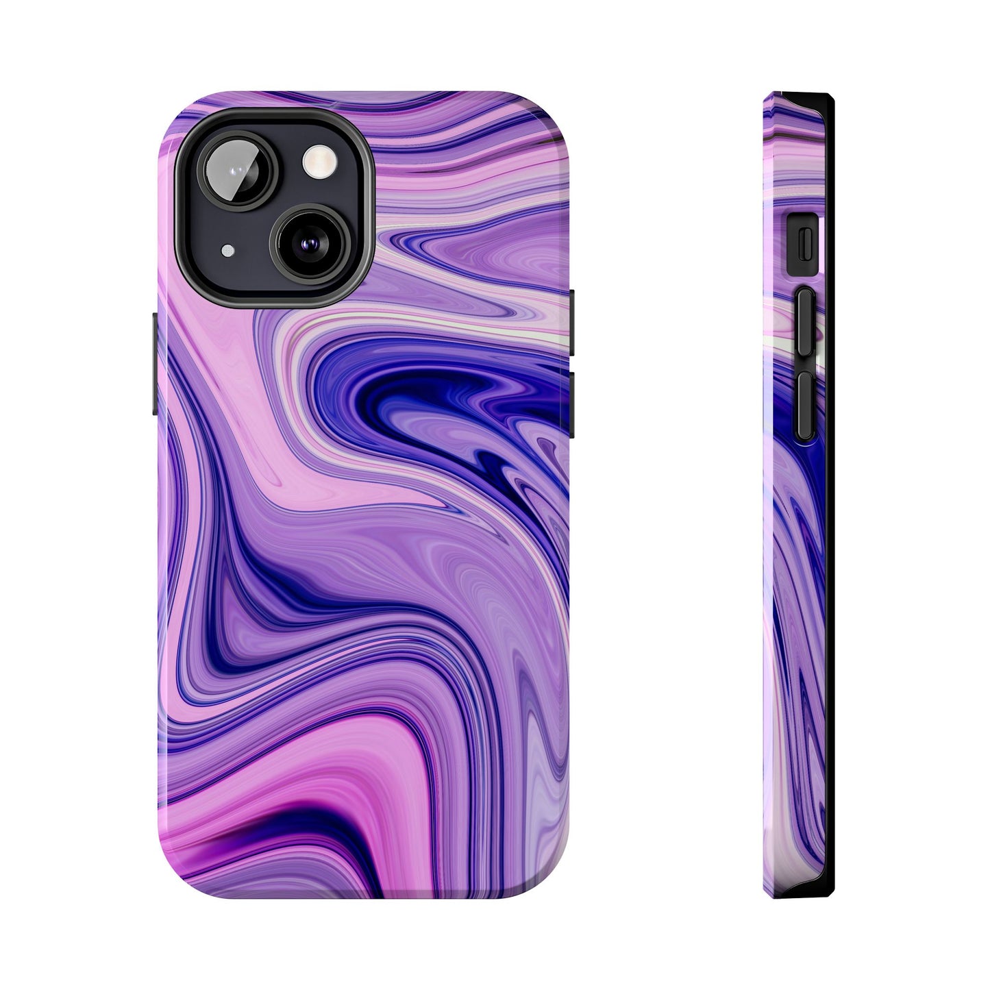 Marble Swirl Tough Phone Case - Artistic Purple and Pink Design