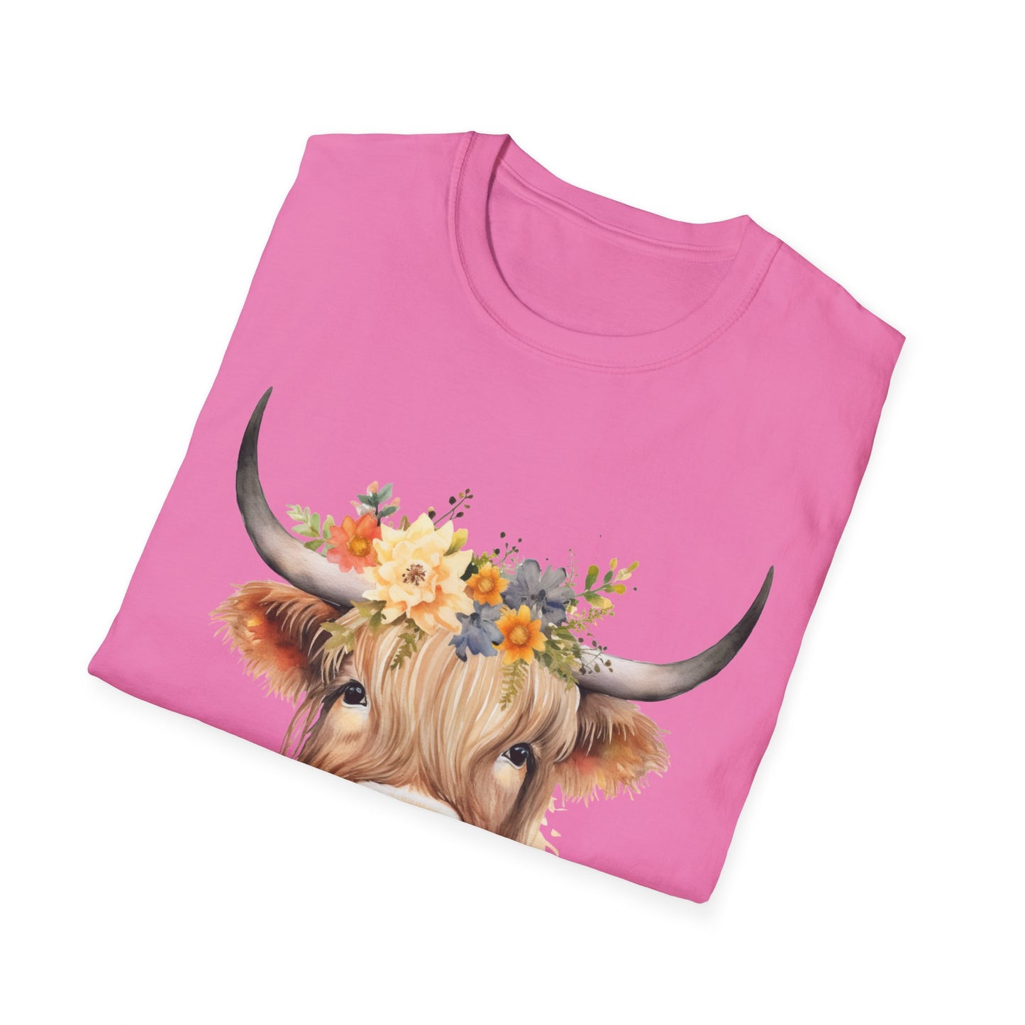 Floral Cow Unisex Softstyle T-Shirt