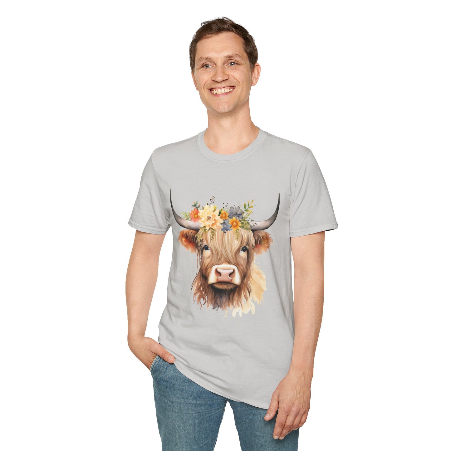 Floral Cow Unisex Softstyle T-Shirt