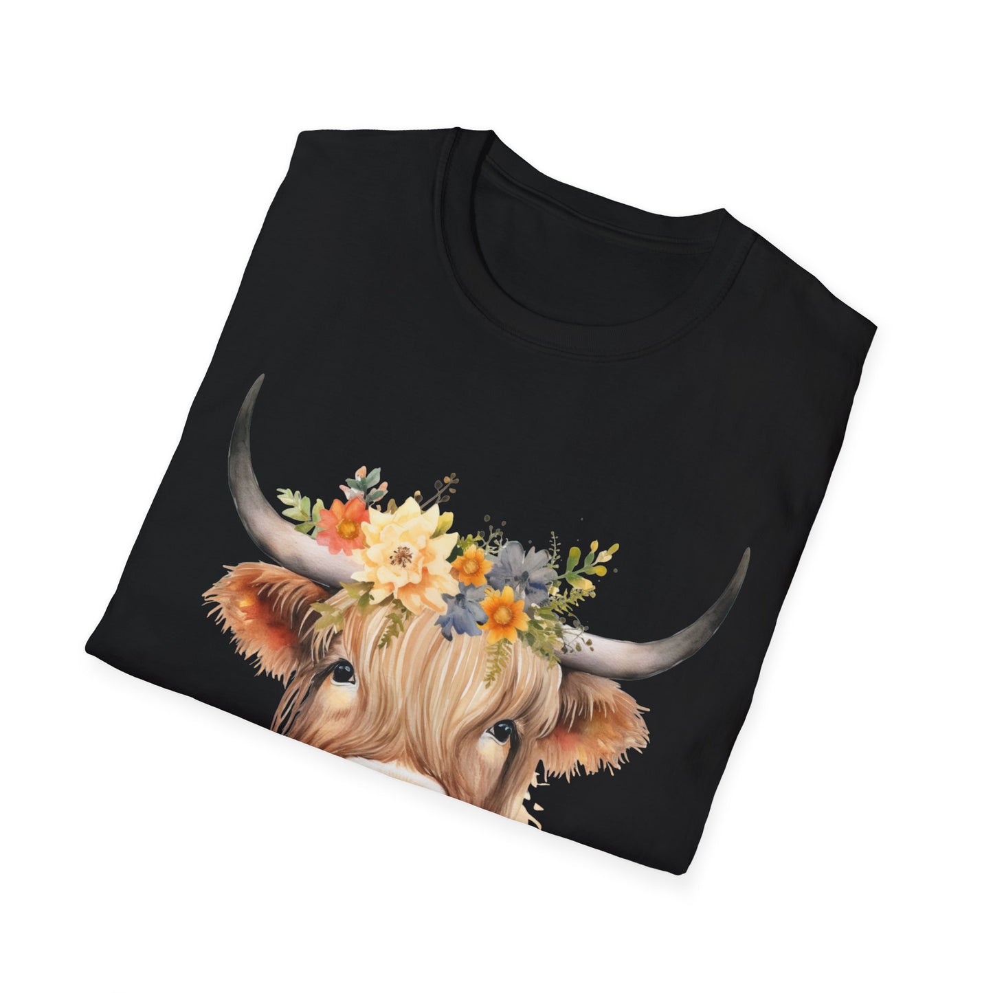 Floral Cow Unisex Softstyle T-Shirt